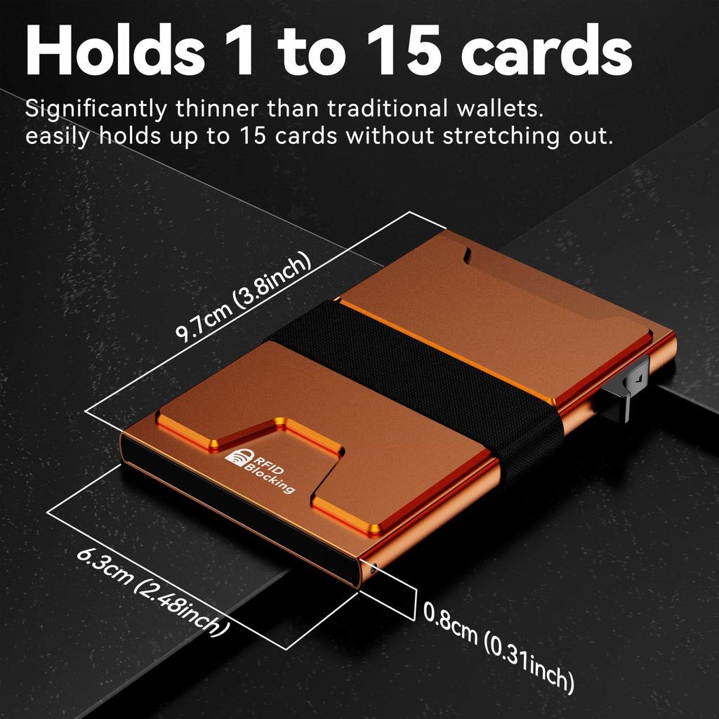 furid Smart Card Wallet for Men Slim: Minimalist Wallet For Men - RFID Blocking Pop Up Front Pocket Wallet, Metal Wallet 11 Card Holder
