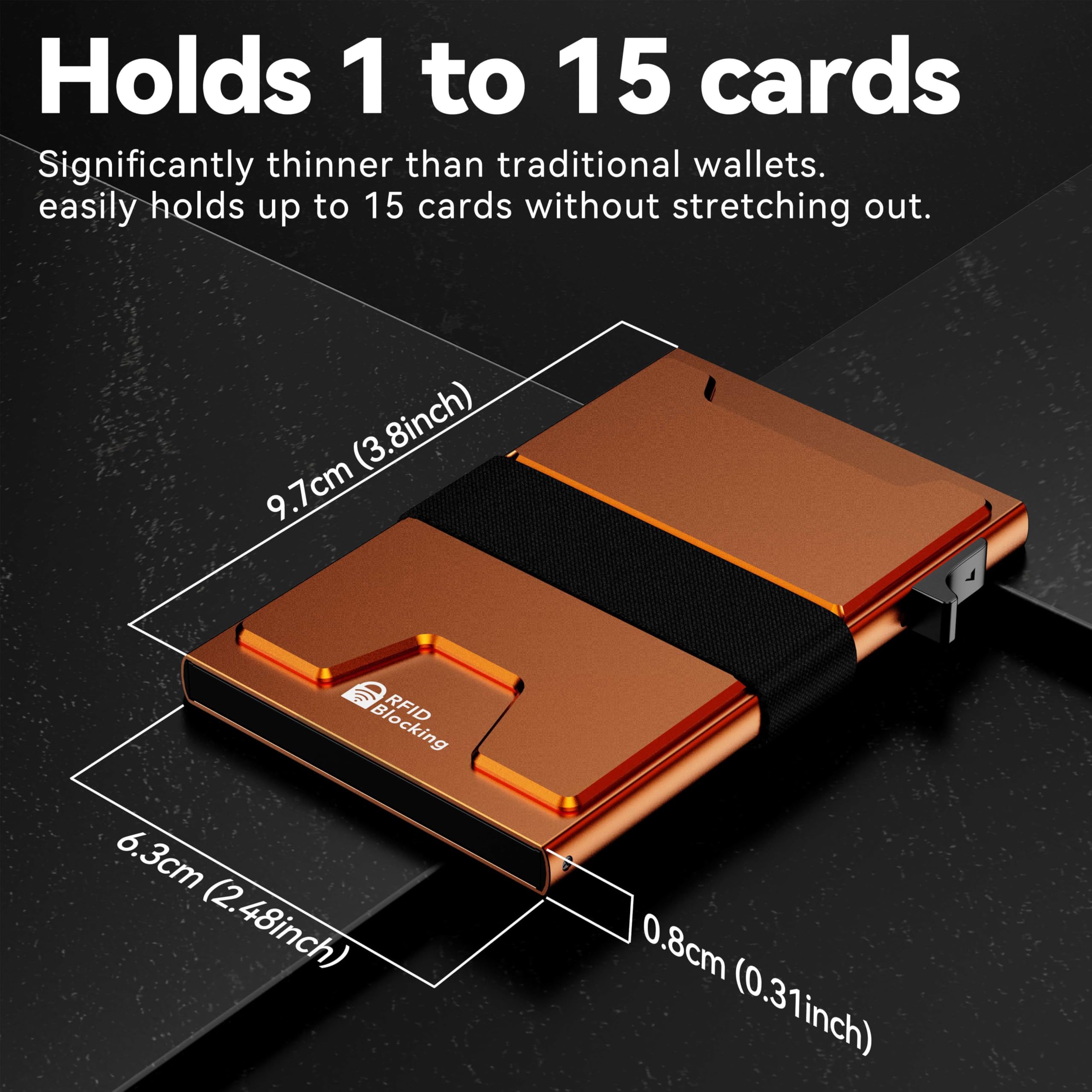 furid Smart Card Wallet for Men Slim: Minimalist Wallet For Men - RFID Blocking Pop Up Front Pocket Wallet, Metal Wallet 11 Card Holder