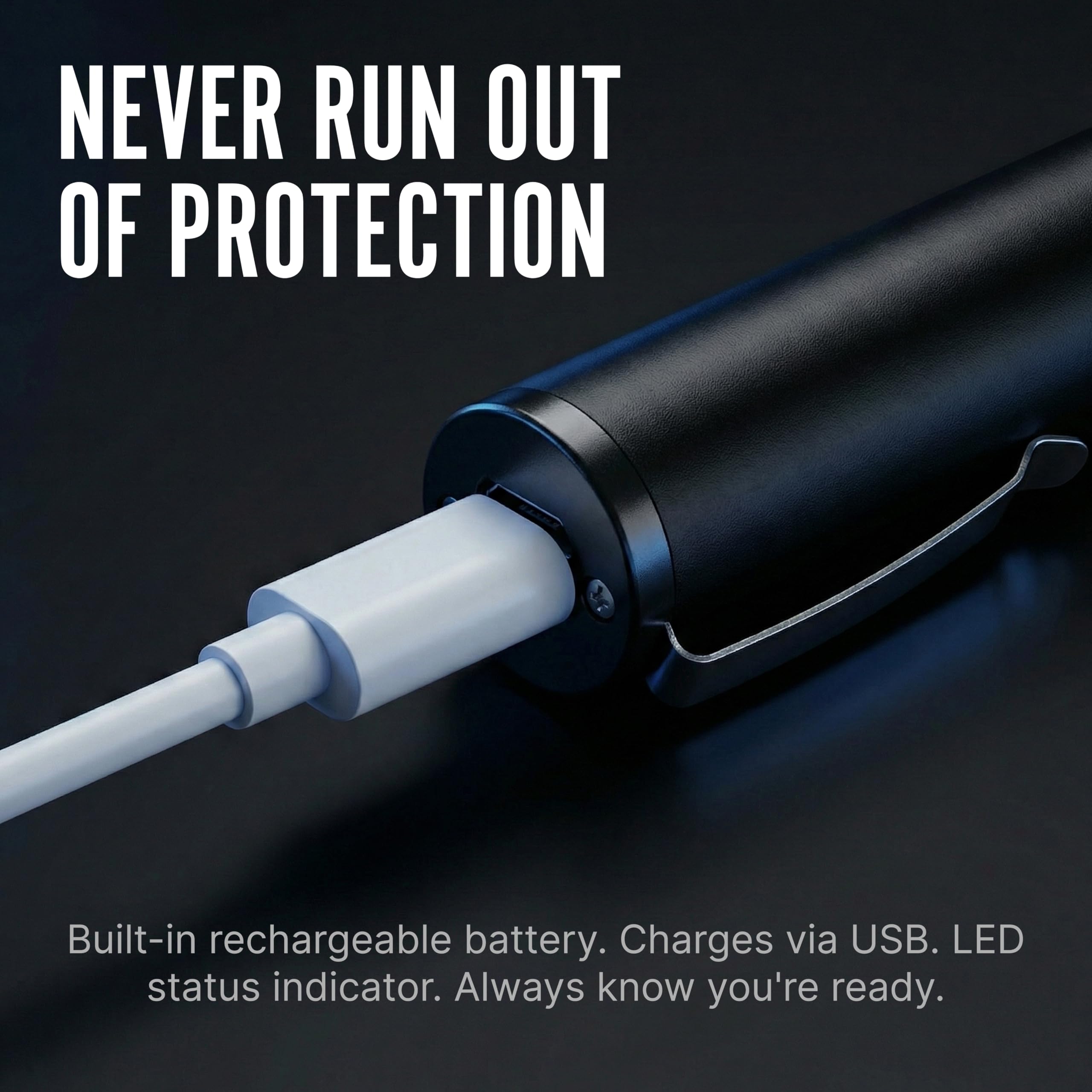 Streetwise Pain Pen 25,000,000 Volts Stun Gun for Self Protection - Tactical Stun Pen for Women and Men, USB Rechargeable, Battery Indicator, Durable Clip, Compact and Concealable for Protection