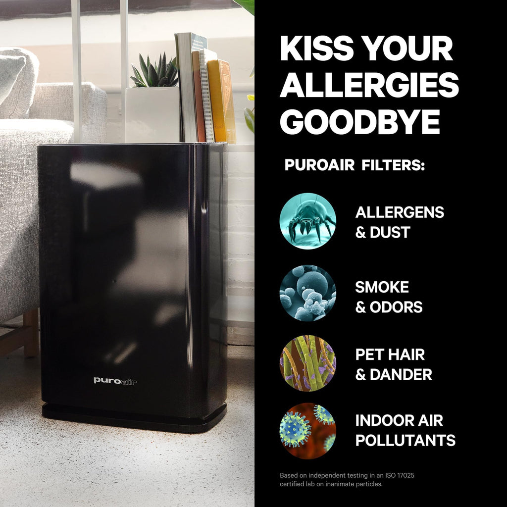 PuroAir 240 HEPA Air Purifiers for Home Large Rooms - Covers Up to 1,000 Sq Ft - Filters Up to 99.9% of Pollutants, Smoke, Pollen, Dust - Quiet HEPA Air Filter - Air Purifiers for Bedroom
