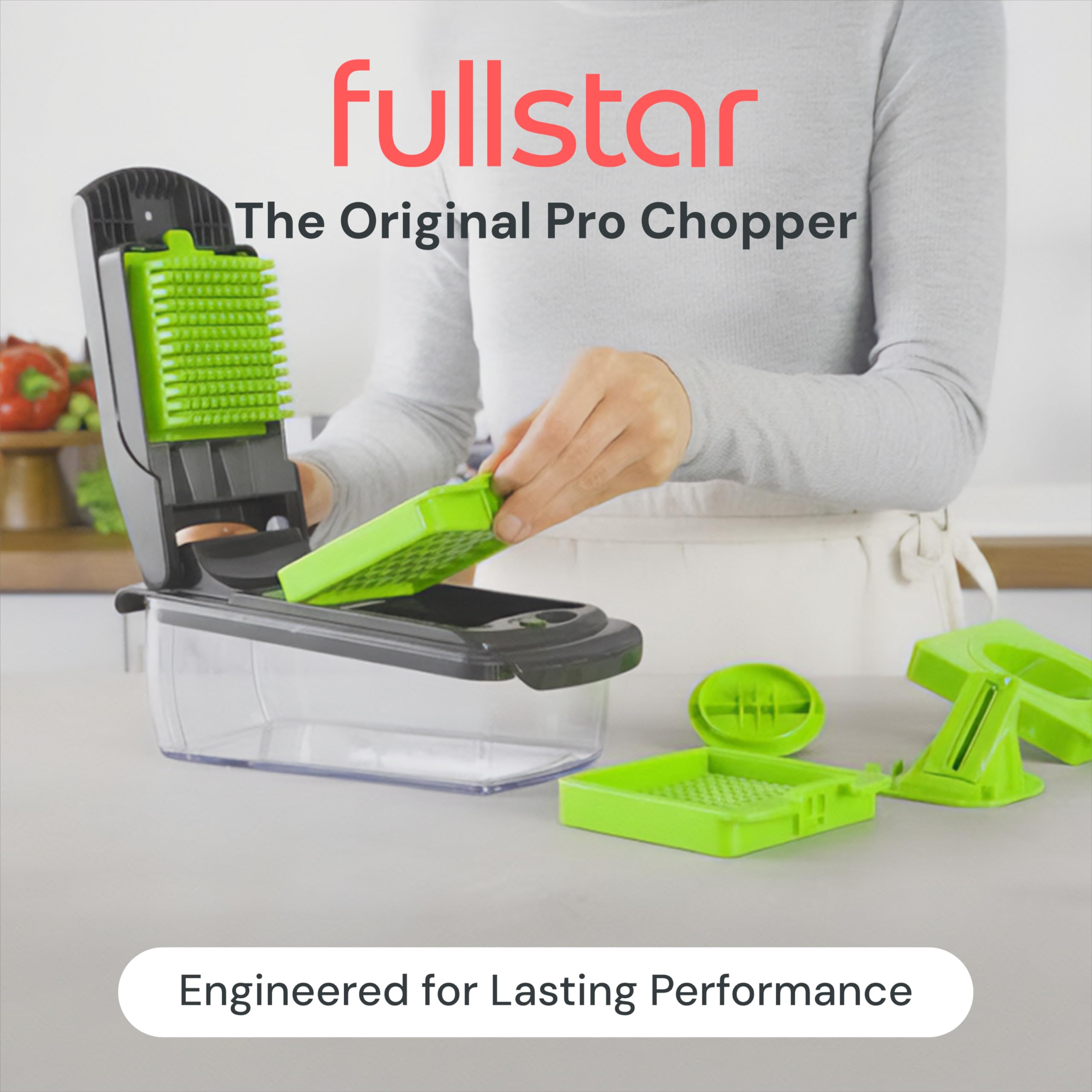 Fullstar The Original Pro Chopper - Vegetable Chopper and Spiralizer, Food Chopper with Container, Fruit Slicer, Kitchen Gadgets & Gifts, Home Essentials (4 in 1, White)