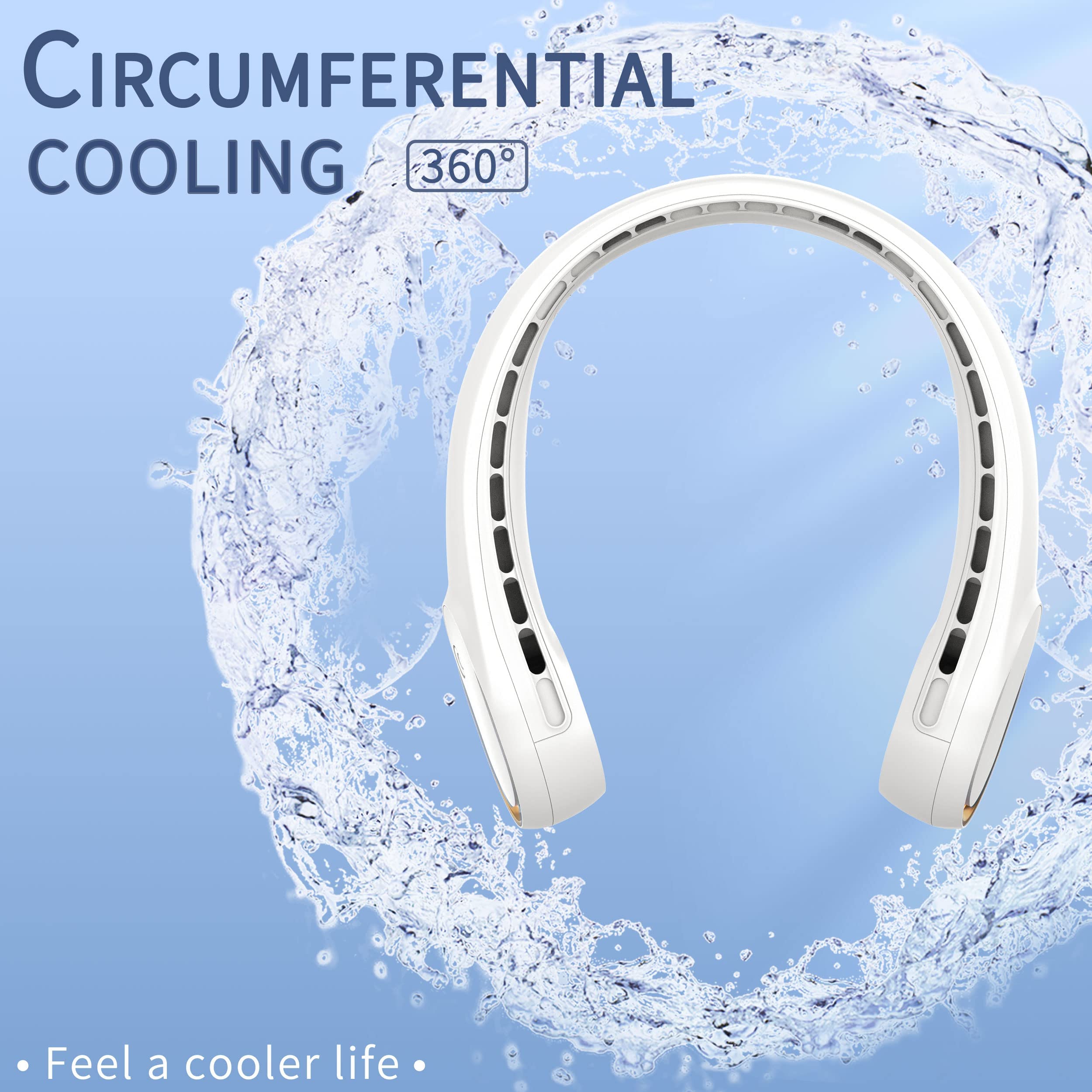FrSara Neck Fan, Portable Personal Fan Strong Wind, 4000mAh, Air Volume,360° Cooling, No Hair Twisting, Air Volume On 2 Sides, Non-Slip, Quick Charge, Long Use Time, Birthday Gift for Women, Dad, Men