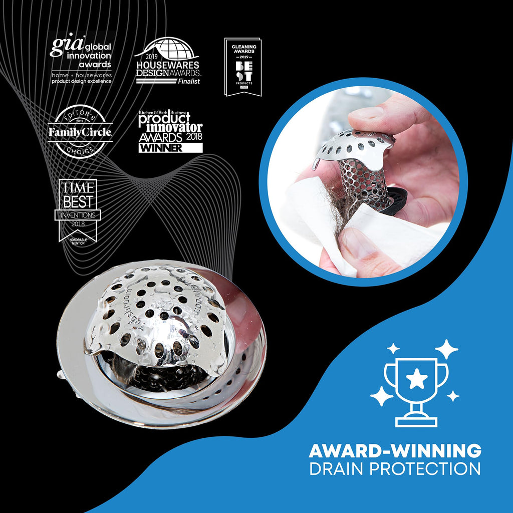 TubShroom Ultra Revolutionary Bath Tub Drain Protector Hair Catcher/Strainer/Snare, Stainless Steel, Stainless Combo