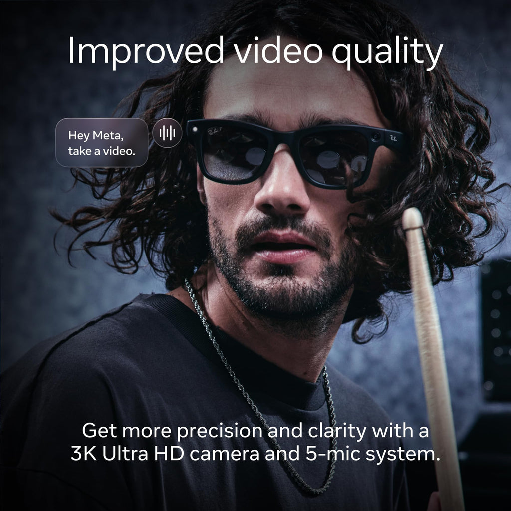 Ray-Ban Meta (Gen 2), Wayfarer, Matte Black | Smart AI Glasses for Men, Women — 2X Battery Life — 3K HD Resolution — 12 MP Ultra-Wide Camera, Audio, Video — Clear Lenses — Wearable Technology