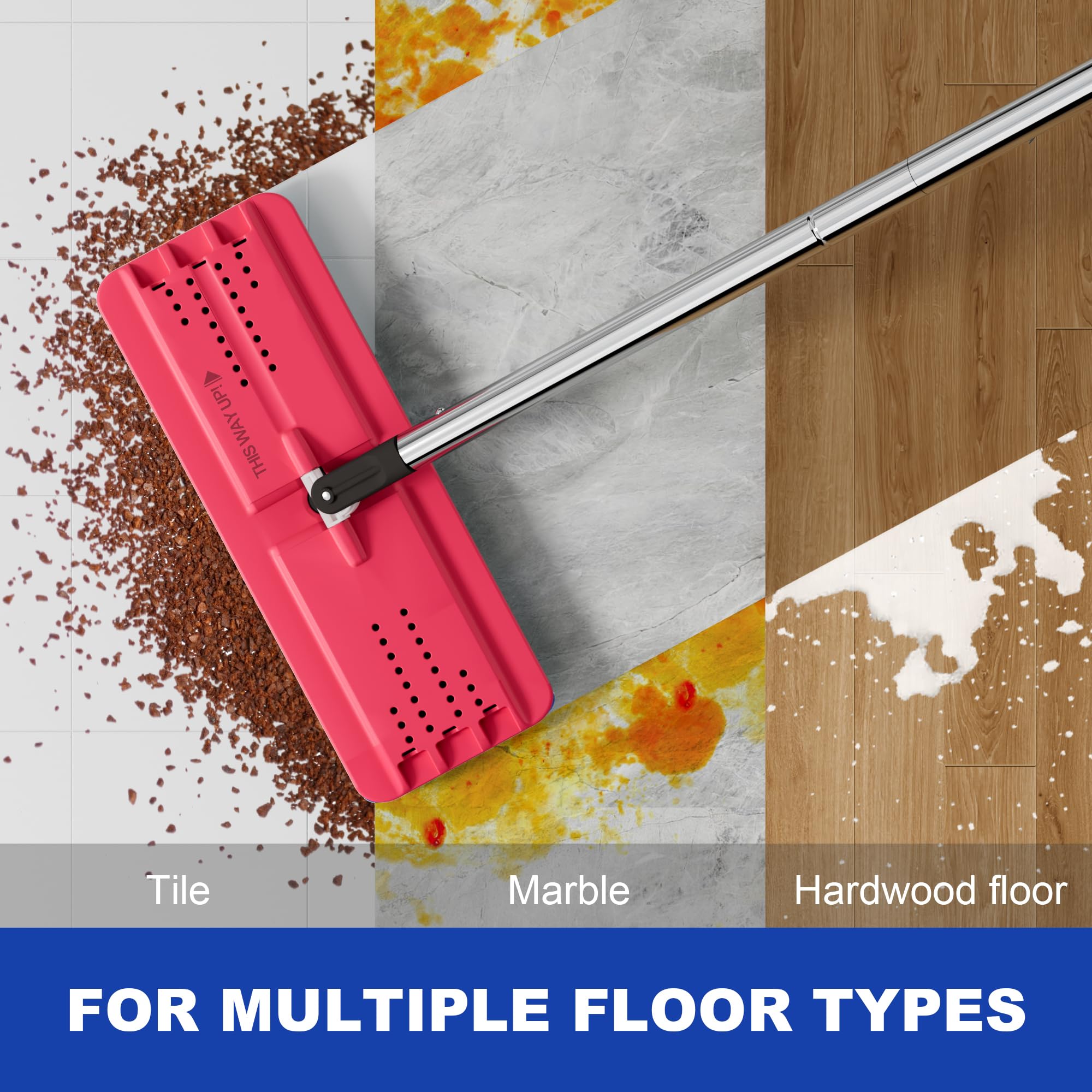 JOYMOOP Mop and Bucket Set, Flat Mops for Floor & Wall Cleaning, Commercial & Household Use, Hardwood Floor Mop with Long Handle & 4 Microfiber Pads