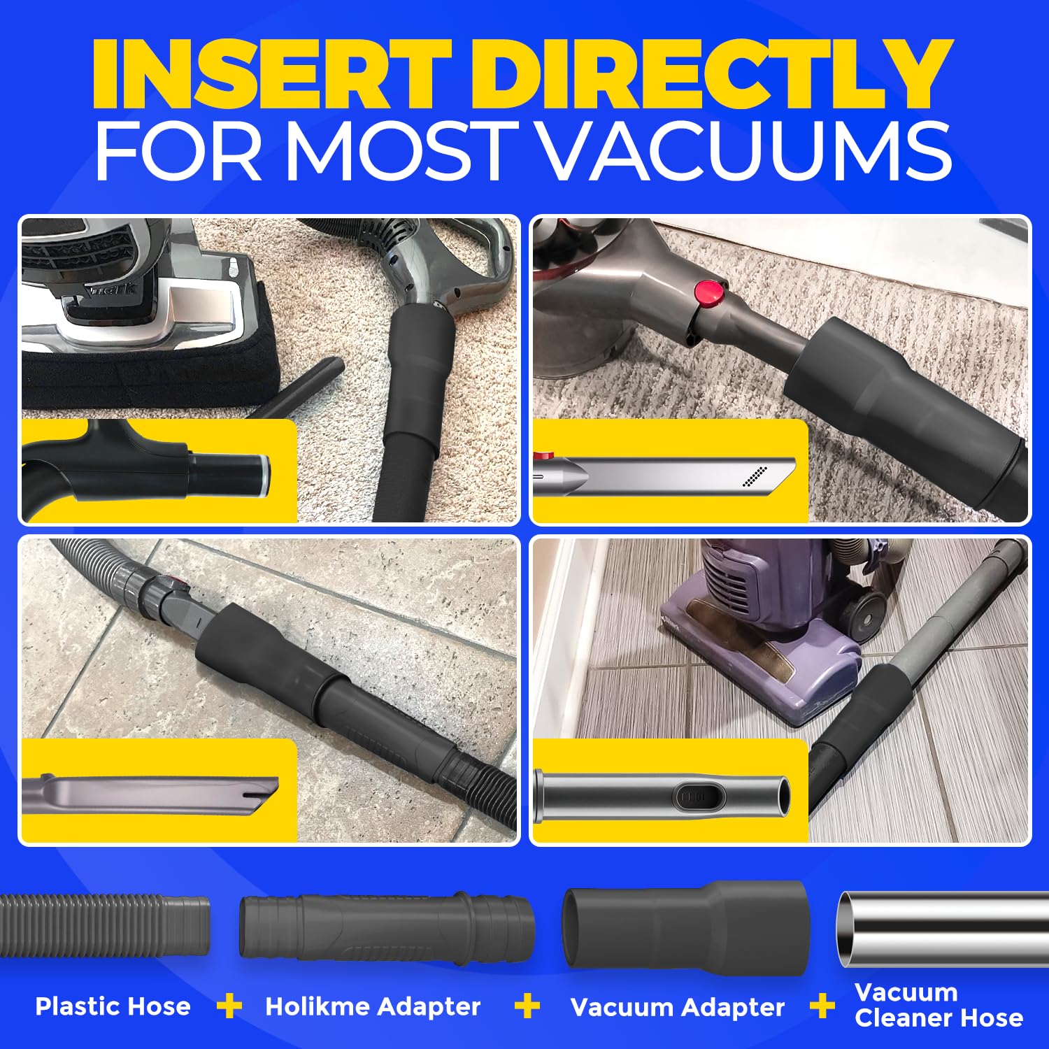 Holikme Dryer Vent Cleaner Kit Dryer Lint Vacuum Attachment Brush, Lint Remover, Dryer Vent Vacuum Hose Replacement Parts,Duct Cleaning,Blue