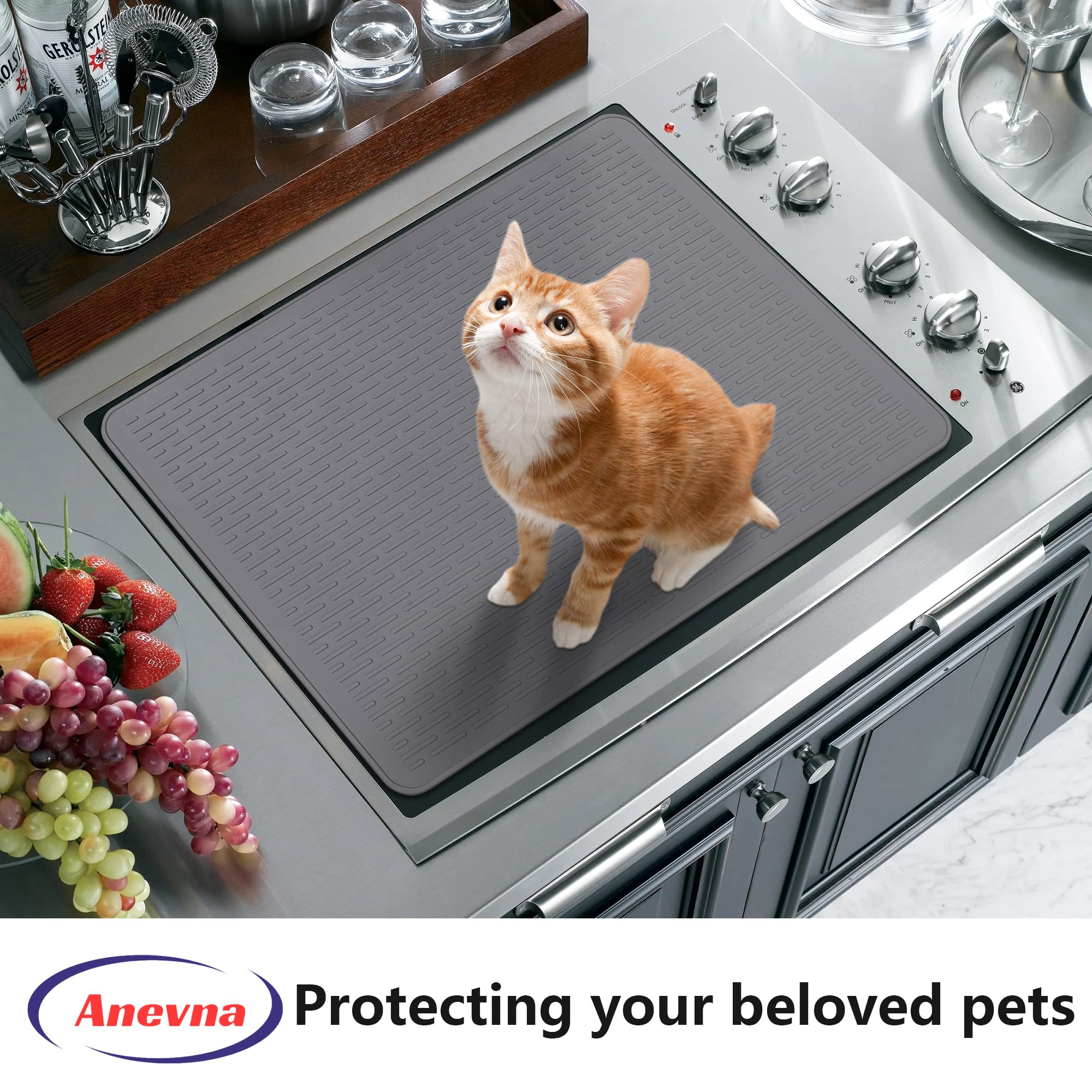 Stove Top Cover for Electric Stove- Range Covers for Electric Stove,Silicone XXL Dish Drying Mat, Glass Cooktop Covers, Flat RV Range top Mats (Black, 28"x20")