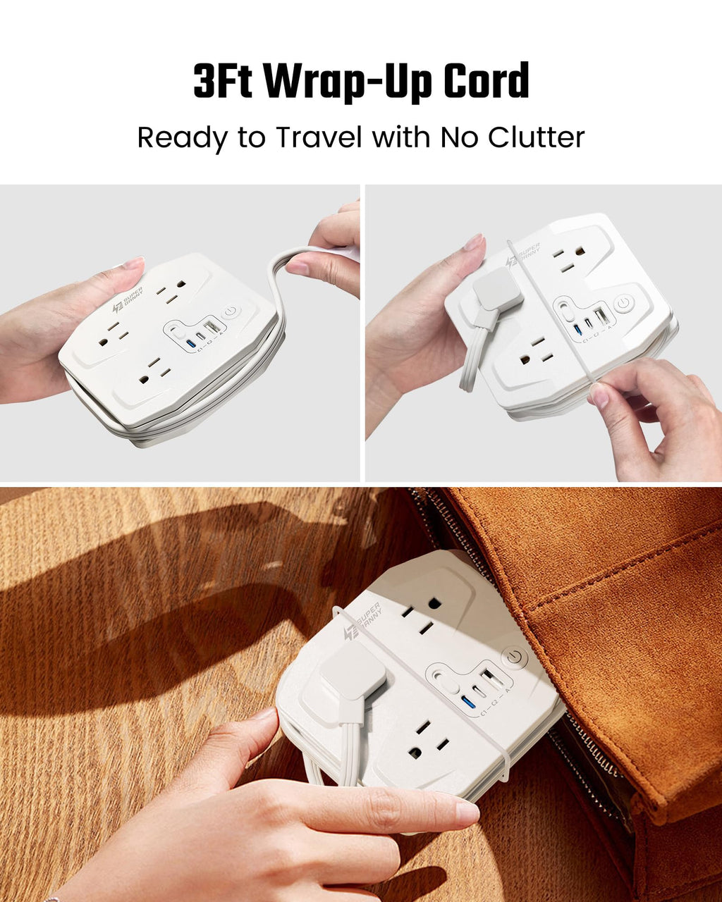 10Ft Extension Cord with Multiple Outlets, Flat Plug Surge Protector Power Strip 10 Ft Long Cord, 8 Outlets & 4 USB Ports (2 USB C), Desk Charging Station for Home Office, College Dorm Room Essentials