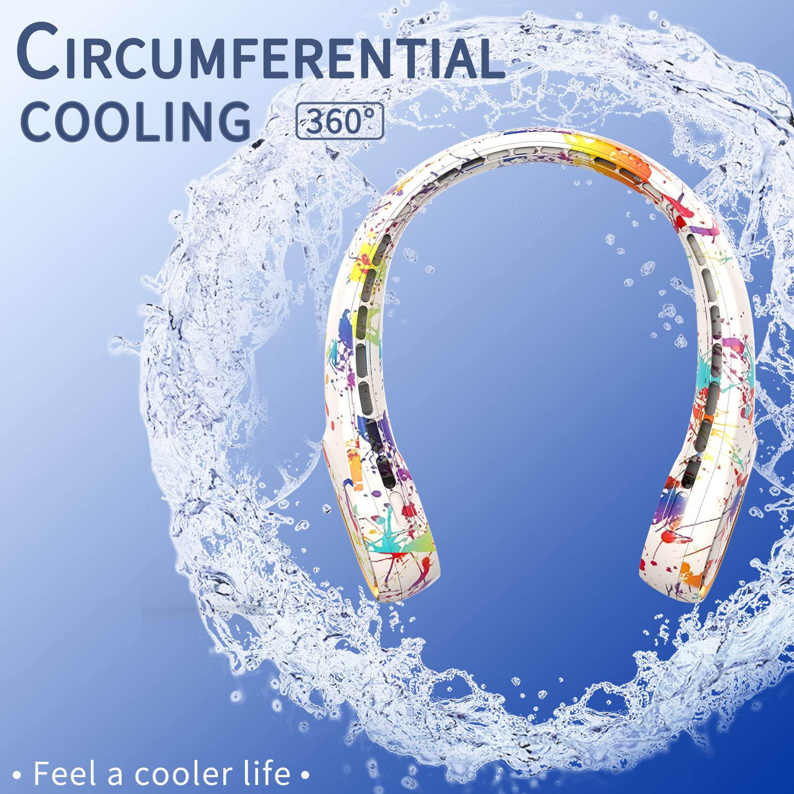 FrSara Neck Fan, Portable Personal Fan Strong Wind, 4000mAh, Air Volume,360° Cooling, No Hair Twisting, Air Volume On 2 Sides, Non-Slip, Quick Charge, Long Use Time, Birthday Gift for Women, Dad, Men