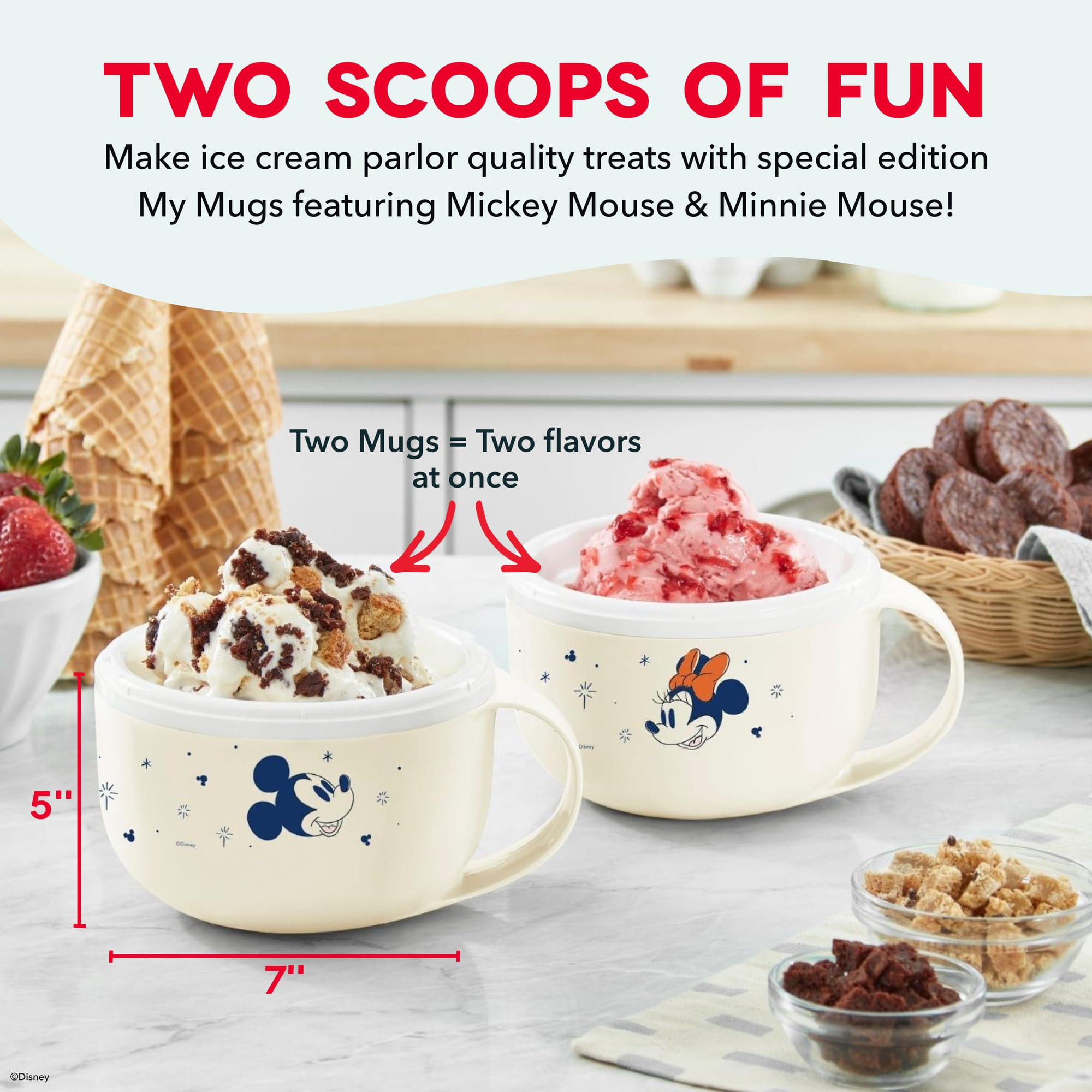 Dash My Mug Ice Cream Maker - Makes Single Serving of Gelato, Frozen Yogurt, Sorbet & More - Easy to Clean & Use - Aqua, 2 Bowls