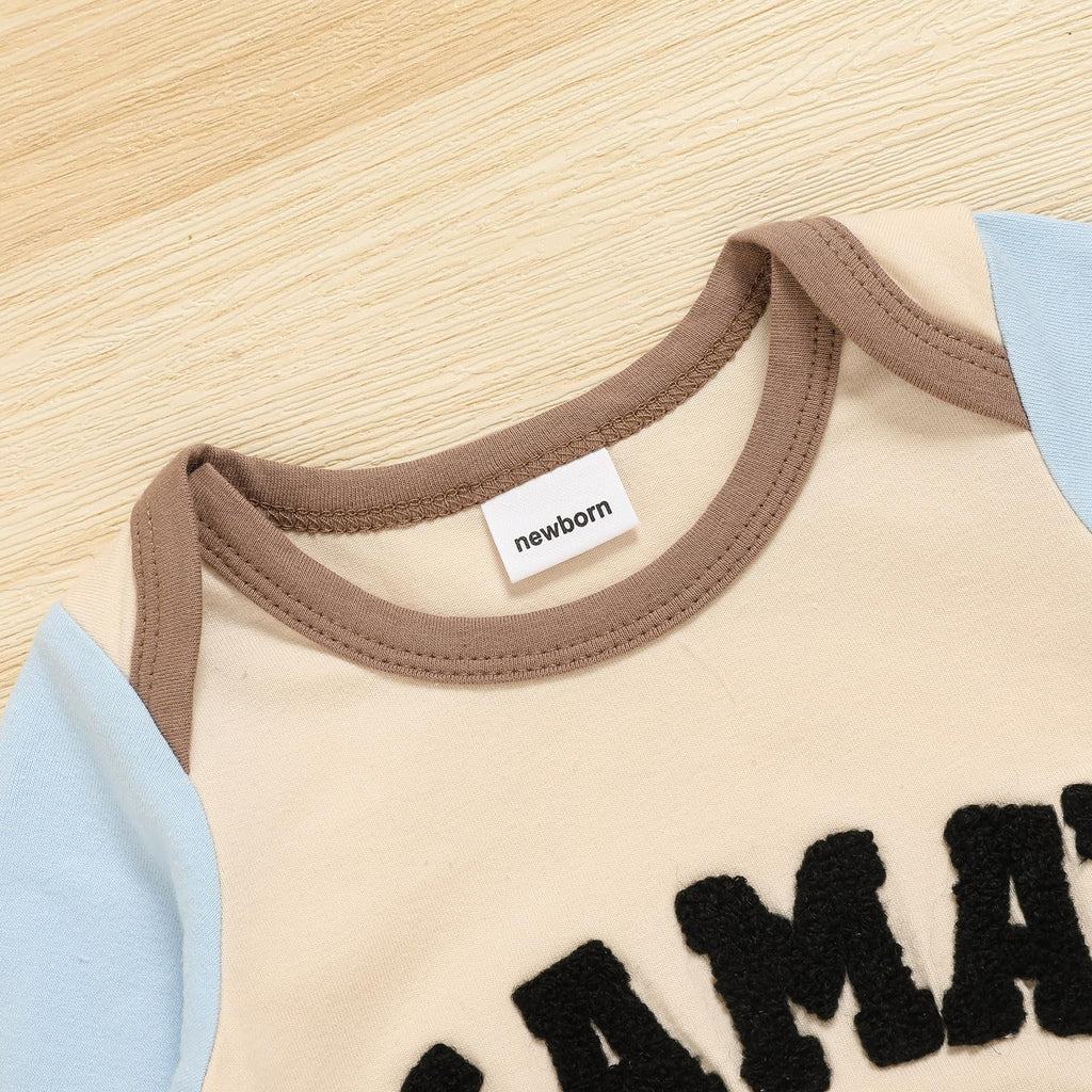 GRNSHTS Newborn Baby Boy Romper Coming Home Outfits Letter Print Bodysuit Jumpsuit+Hat+Gloves 3PCS Clothes Set
