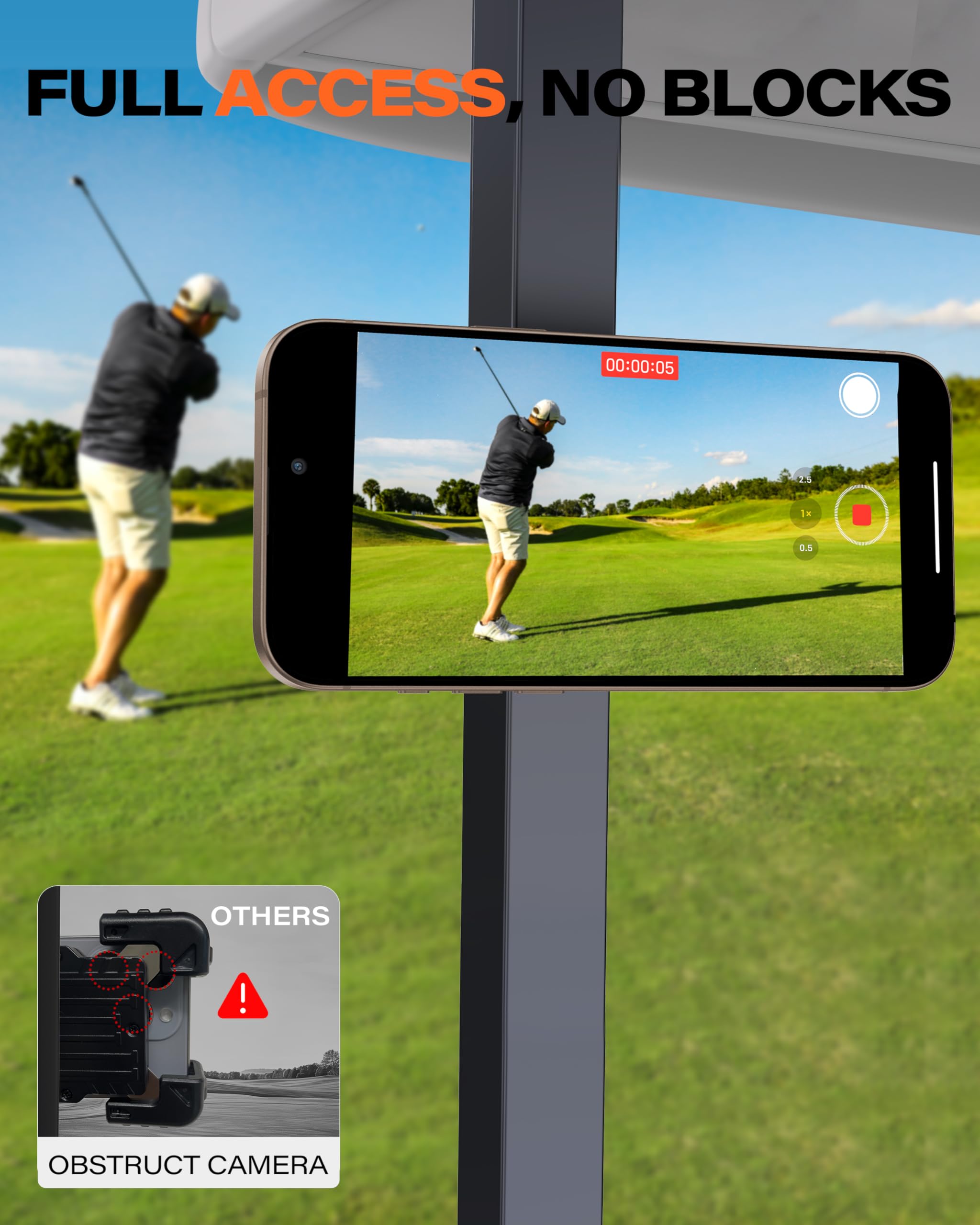 A2C Alloy Magnetic Golf Cart Phone Holder for MagSafe iPhone, Unique Golf Gifts for Men Golfers Dad Father, Golf Gift for Him Husband, Golf Accessories Essentials Gadgets Fits EZGO, Club Car, Yamaha