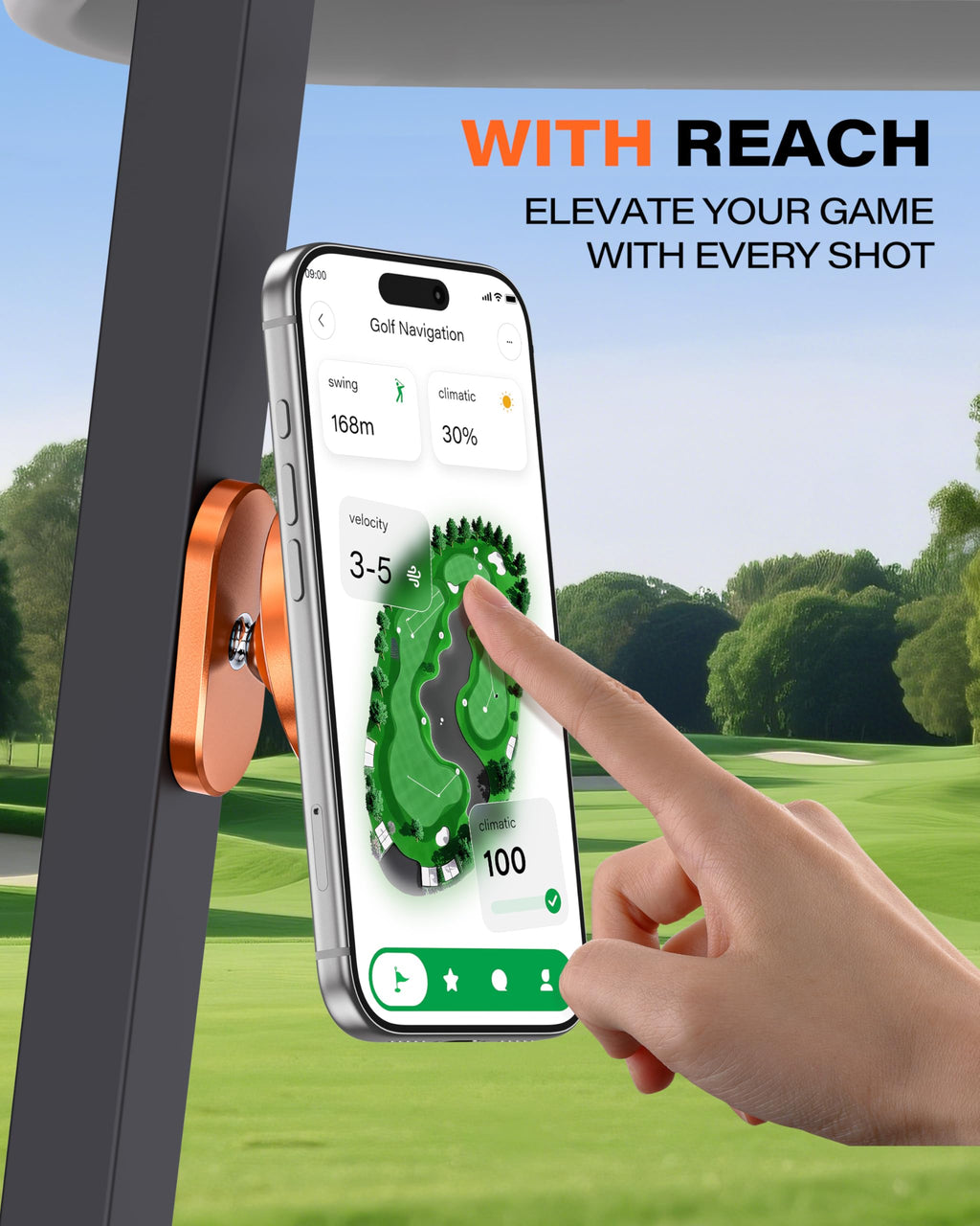 A2C Alloy Magnetic Golf Cart Phone Holder for MagSafe iPhone, Unique Golf Gifts for Men Golfers Dad Father, Golf Gift for Him Husband, Golf Accessories Essentials Gadgets Fits EZGO, Club Car, Yamaha
