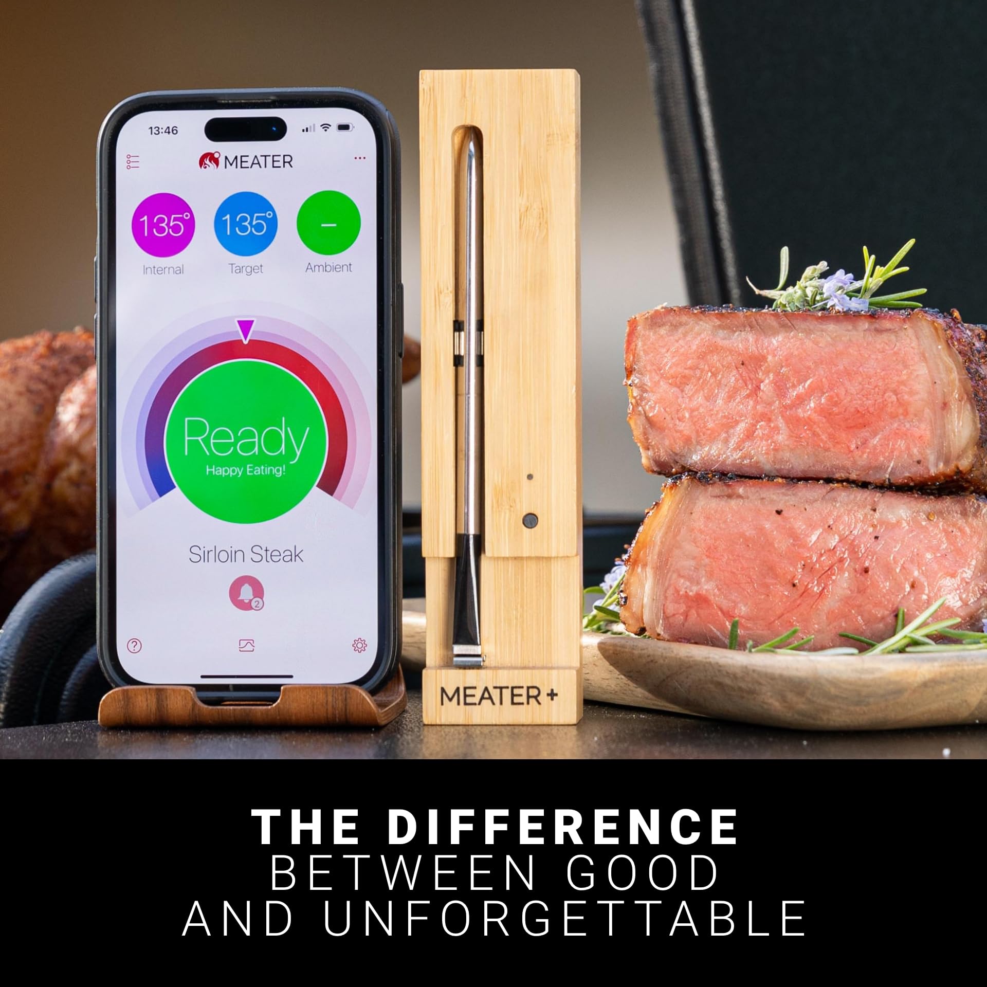 MEATER Plus: Smart Bluetooth Wireless Meat Thermometer Digital | BBQ, Grill, Oven, Smoker, Air Fryer, Kitchen | Perfect for Steak, Chicken, Turkey, and More | Delicious Recipes in App