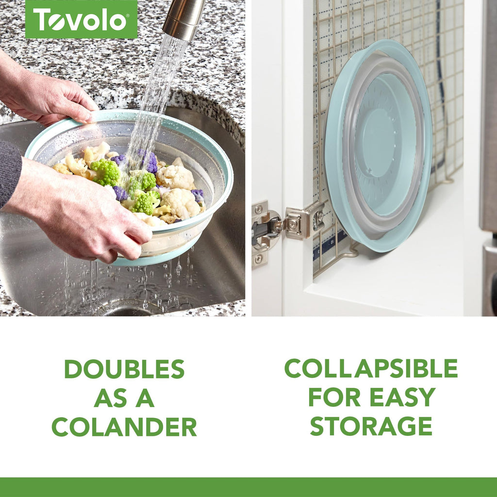 Tovolo Microwave Splatter Cover for Food, Medium (Charcoal) - Collapsible & Vented Silicone Splatter Guard Lid - Microwave Plate & Dish Cover with Handle - BPA-Free Kitchen Gadget for Meal Prep