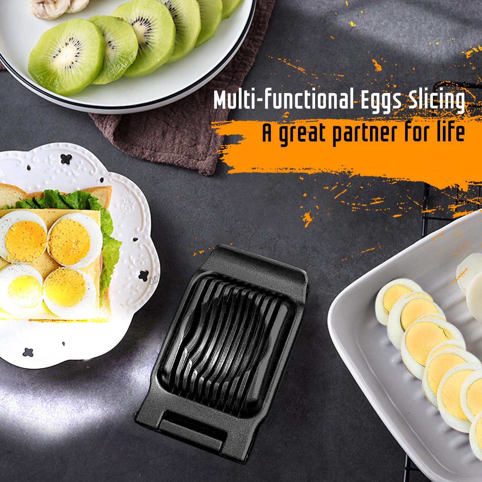Egg Slicer for Hard Boiled Eggs, Stainless Steel Wire, Multipurpose Heavy Duty Aluminium Egg Cutter Dishwasher Safe for Egg, Salads & Sandwiches, Strawberries, Mushrooms & Soft Cheese, Fruit, Sliver