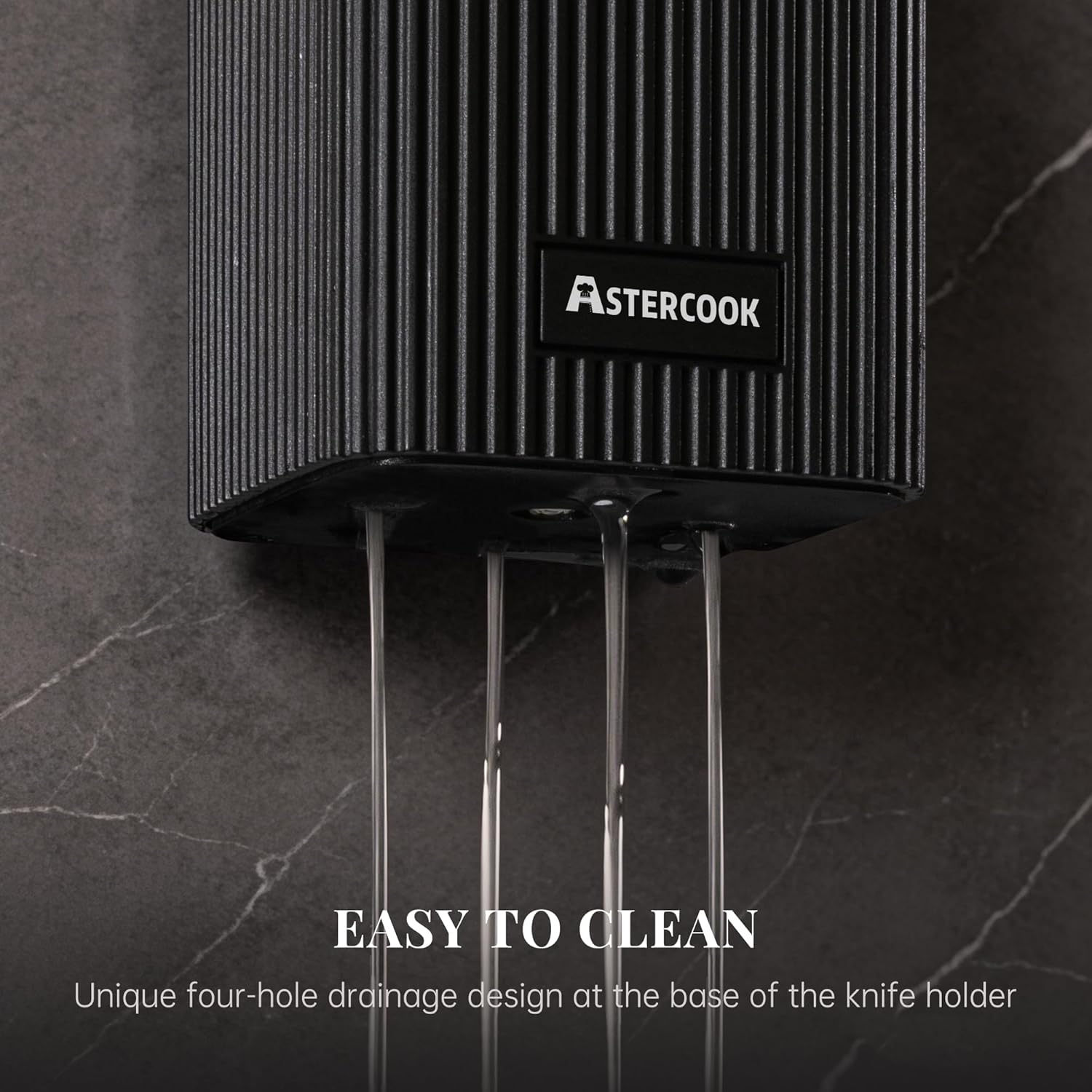 Astercook Knife Set, 6-Piece Kitchen Knife Set with Block, High Carbon Stainless Steel Ultra Sharp Kitchen Knives, Wood Grain Handle, Dishwasher Safe Knife Block Set, Black, Mothers Day Gifts