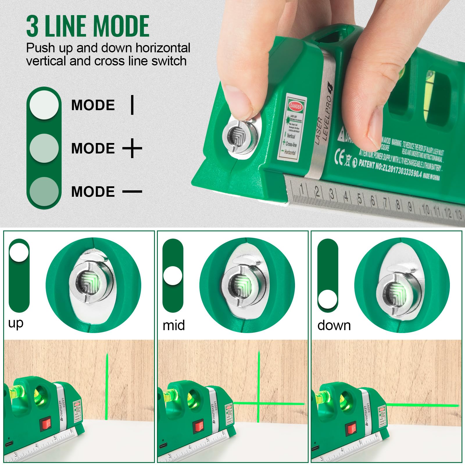 Laser Level Line Tool, Multipurpose Laser Level Kit Standard Cross Line Laser leveler Beam Tool with Metric Rulers 8ft/2.5M for Picture Hanging cabinets Tile Walls by AikTryee.