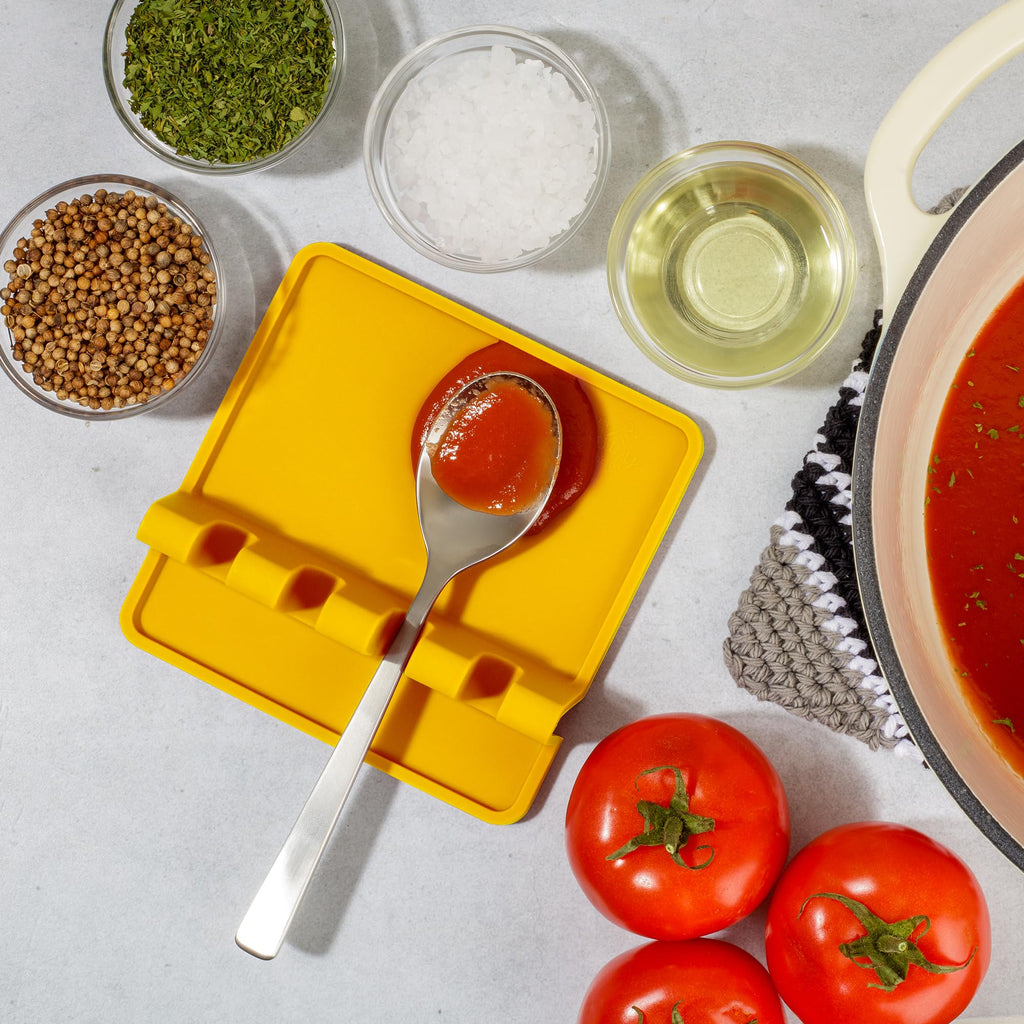 Zulay Kitchen Spoon Rest for Multiple Utensils High Heat-Resistant Silicone Drip Pad, BPA-Free Spoon Holder for Stove Top, Kitchen Gadget Holder for Ladles, Tongs, Cooking Spatula - Makes Great Gift