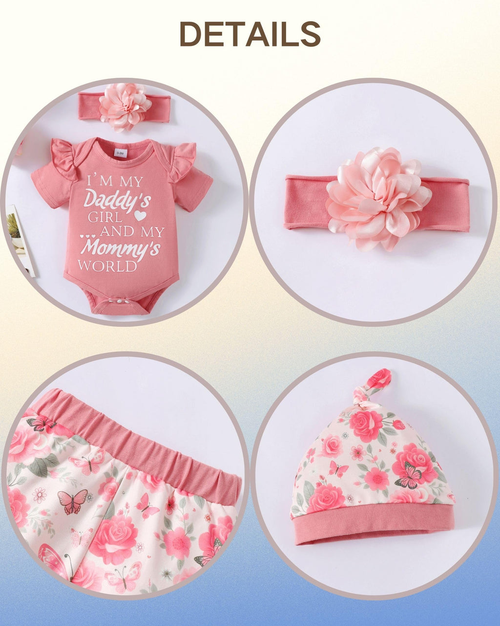 Renotemy Newborn Infant Baby Girl Clothes Summer Outfits Infant Romper Pants Cute Toddler Girl Clothes Gift Set