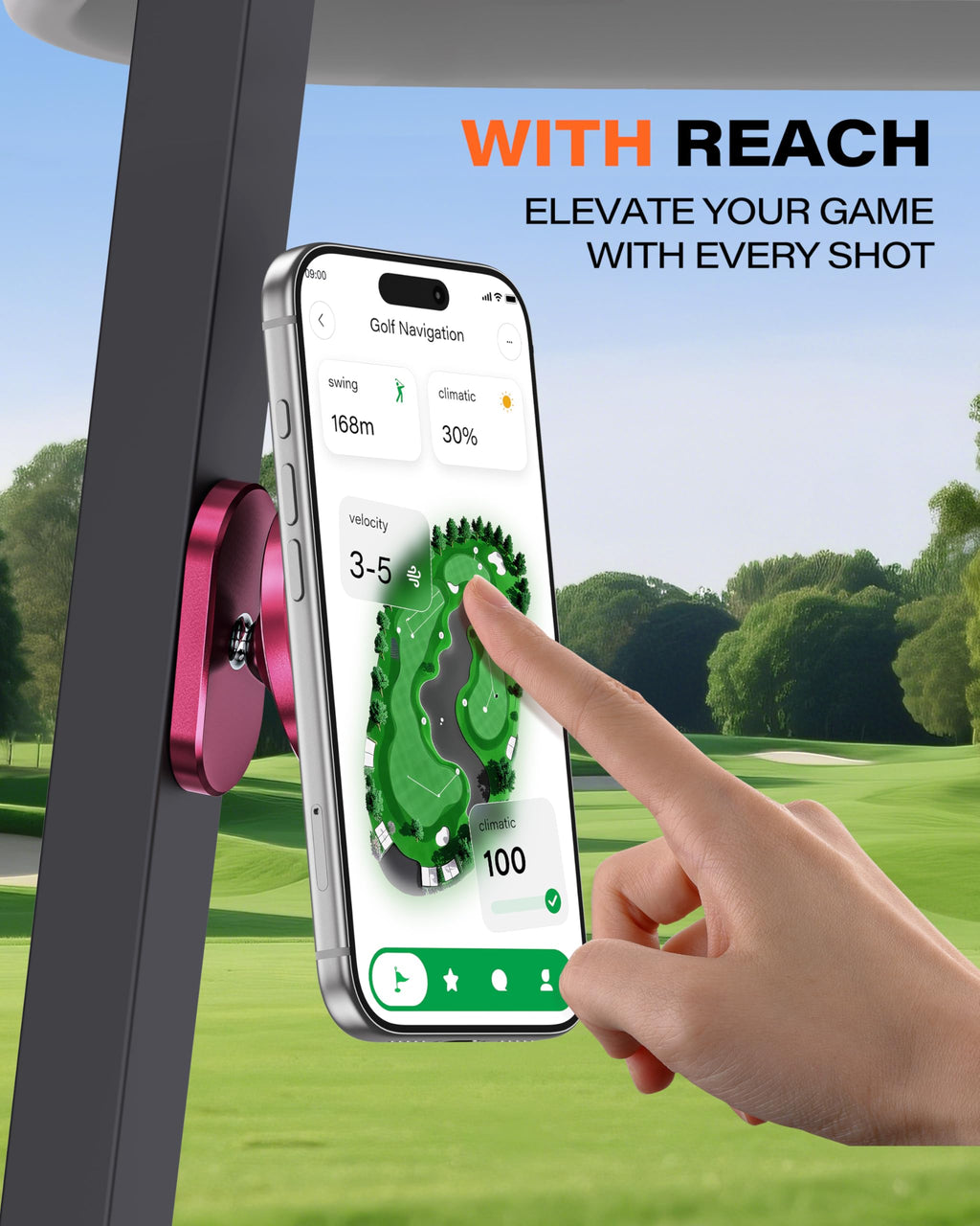 A2C Alloy Magnetic Golf Cart Phone Holder for MagSafe iPhone, Unique Golf Gifts for Men Golfers Dad Father, Golf Gift for Him Husband, Golf Accessories Essentials Gadgets Fits EZGO, Club Car, Yamaha