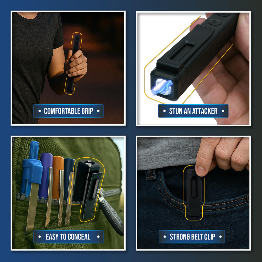 Streetwise Pain Pen 25,000,000 Volts Stun Gun for Self Protection - Tactical Stun Pen for Women and Men, USB Rechargeable, Battery Indicator, Durable Clip, Compact and Concealable for Protection