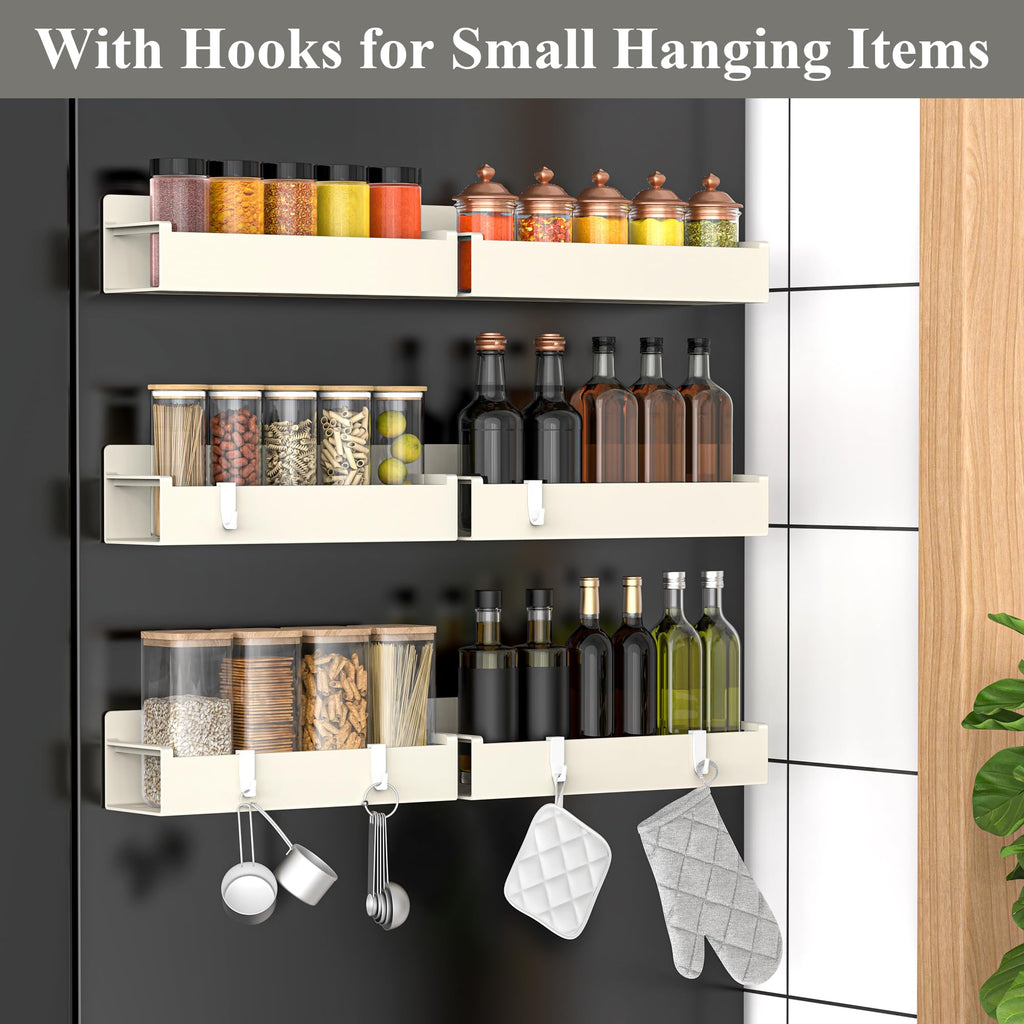 HuggieGems 4 Pack Magnetic Spice Rack Organizer for Refrigerator and Oven, Black Fridge Organizers and Storage for Kitchen