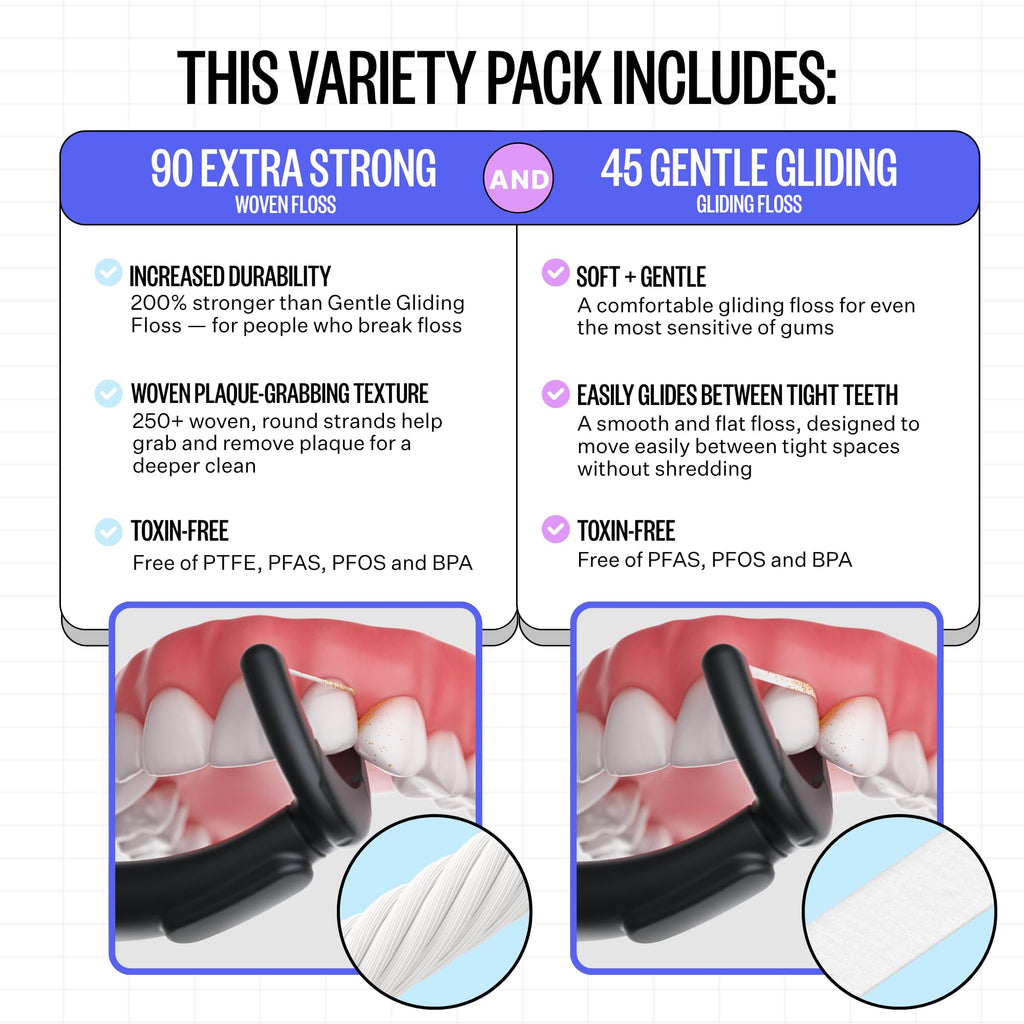 FLAUS Electric Flosser (Gentle Glide) - Shark Tank + Oprah's List - Water Floss Alternative - Dental Plaque Remover for Adults - Easy Vibration Power Flossing - Safe Portable Gum + Teeth Cleaning Tool