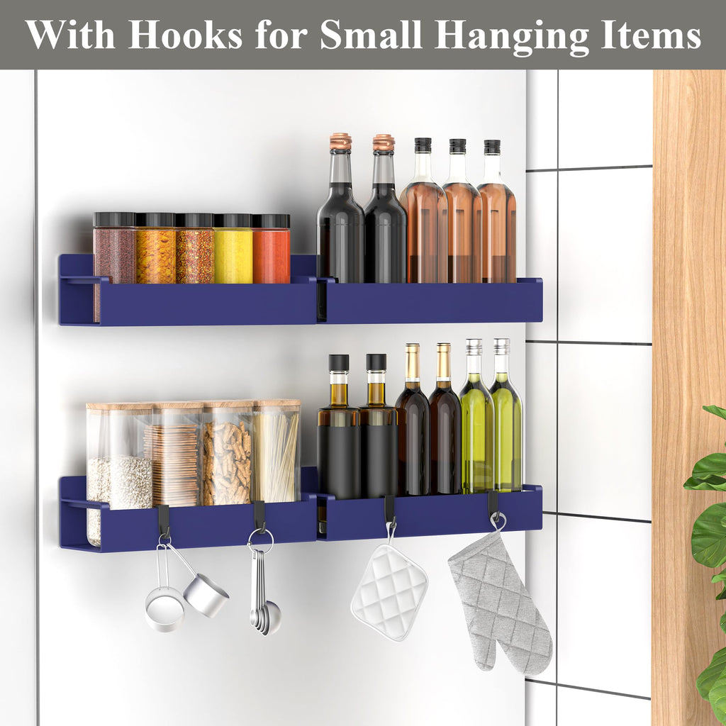 HuggieGems 4 Pack Magnetic Spice Rack Organizer for Refrigerator and Oven, Black Fridge Organizers and Storage for Kitchen