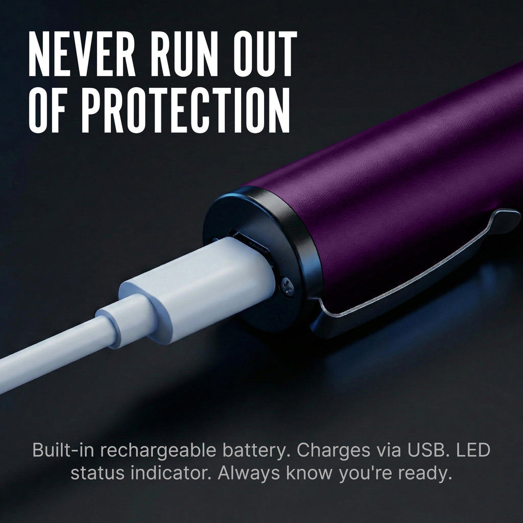 Streetwise Pain Pen 25,000,000 Volts Stun Gun for Self Protection - Tactical Stun Pen for Women and Men, USB Rechargeable, Battery Indicator, Durable Clip, Compact and Concealable for Protection
