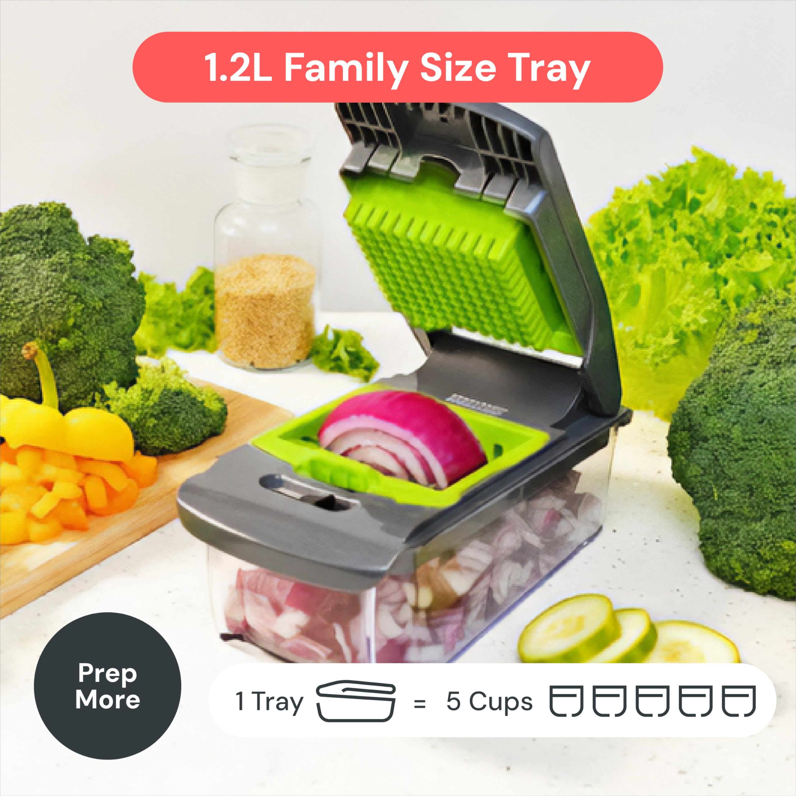 Fullstar The Original Pro Chopper - Vegetable Chopper and Spiralizer, Food Chopper with Container, Fruit Slicer, Kitchen Gadgets & Gifts, Home Essentials (4 in 1, White)