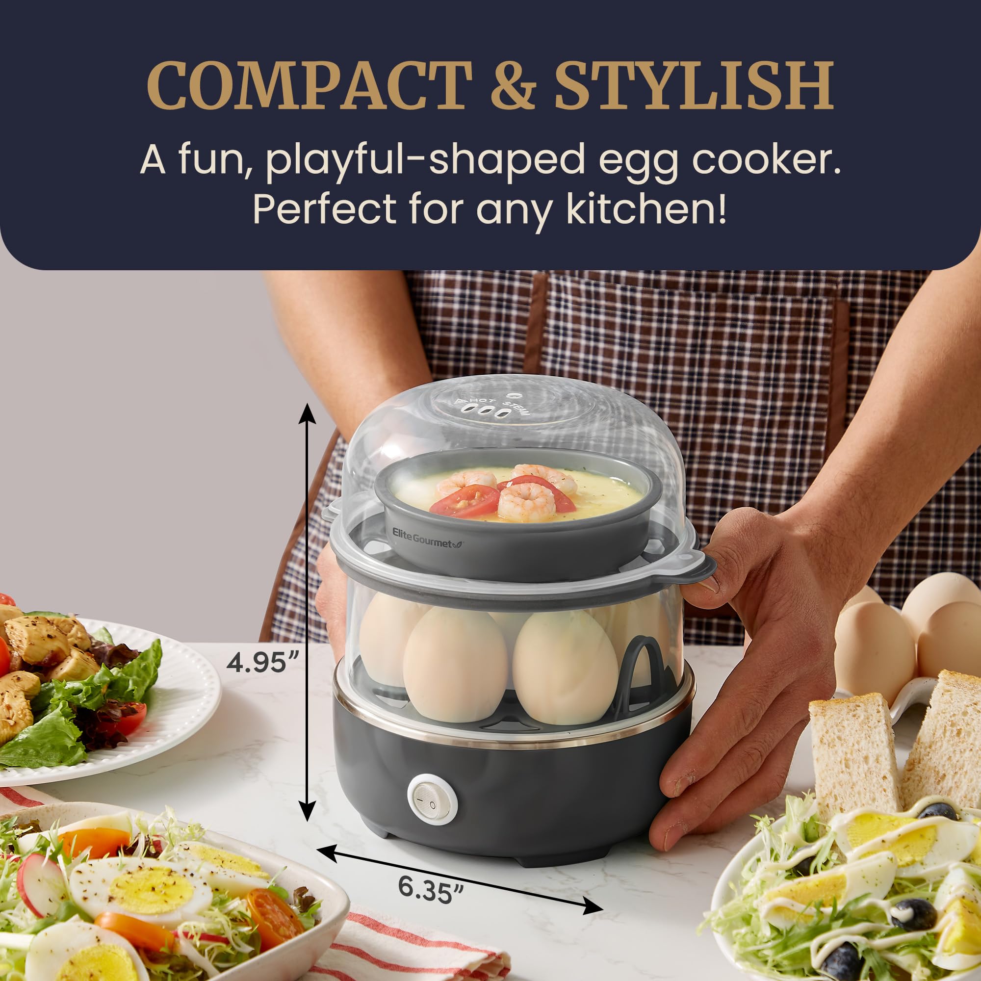 Elite Gourmet EGC115M Easy Egg Cooker Electric 7-Egg Capacity, Soft, Medium, Hard-Boiled Egg Cooker with Auto Shut-Off, Measuring Cup Included, BPA Free, Retro Mint