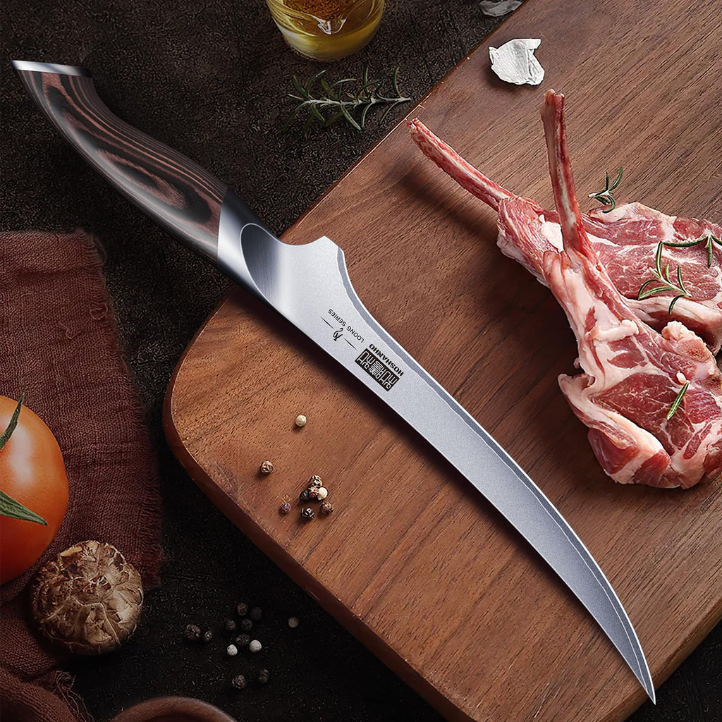 HOSHANHO Fillet Knife 7 Inch, Super Sharp Boning Knife in High Carbon Stainless Steel, Professional Japanese Fish Knives for Meat Poultry Cutting