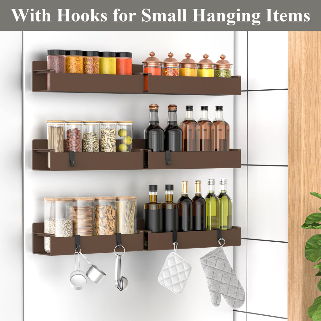HuggieGems 4 Pack Magnetic Spice Rack Organizer for Refrigerator and Oven, Black Fridge Organizers and Storage for Kitchen