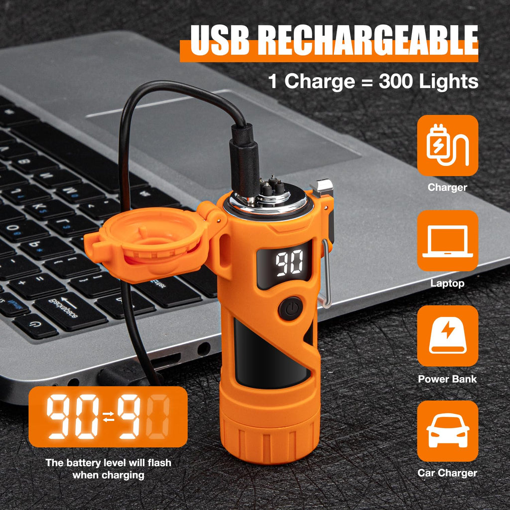 LcFun Electric Dual Arc Lighter USB Rechargeable Outdoor Windproof Flameless Plasma Lighters for Camping, Hiking, Waterproof Matches Survival Tactical Gear Birthday Gifts for Men