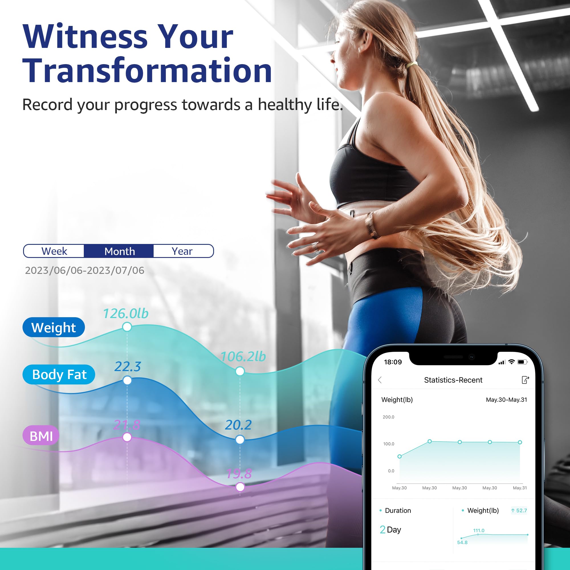 Posture Body Fat Scale, Extra Large Display Digital Bathroom Wireless Weight Scale Composition Analyzer with Heart Rate Heart Index & Body Shape Index with Free APP 400Lb Black