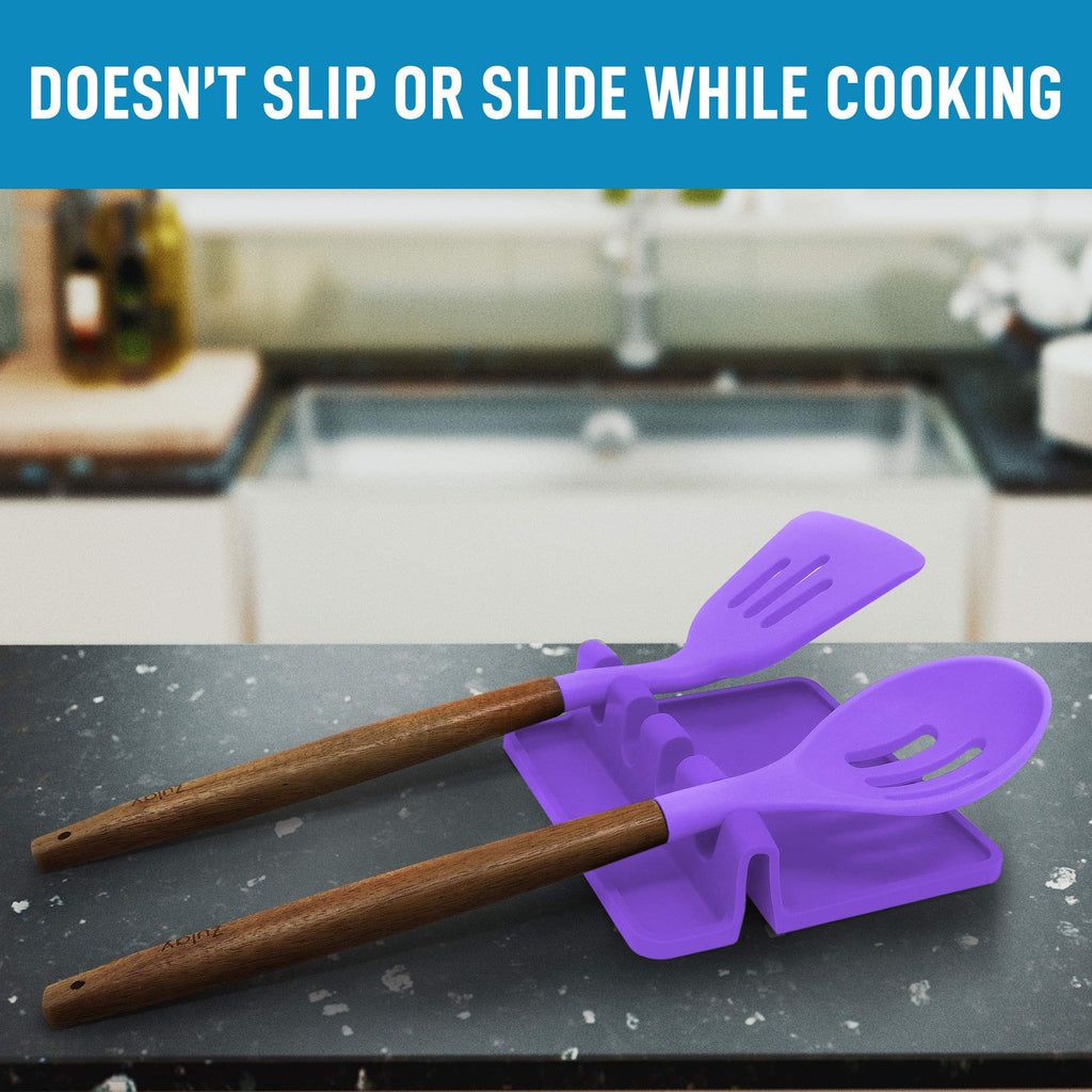 Zulay Kitchen Spoon Rest for Multiple Utensils High Heat-Resistant Silicone Drip Pad, BPA-Free Spoon Holder for Stove Top, Kitchen Gadget Holder for Ladles, Tongs, Cooking Spatula - Makes Great Gift