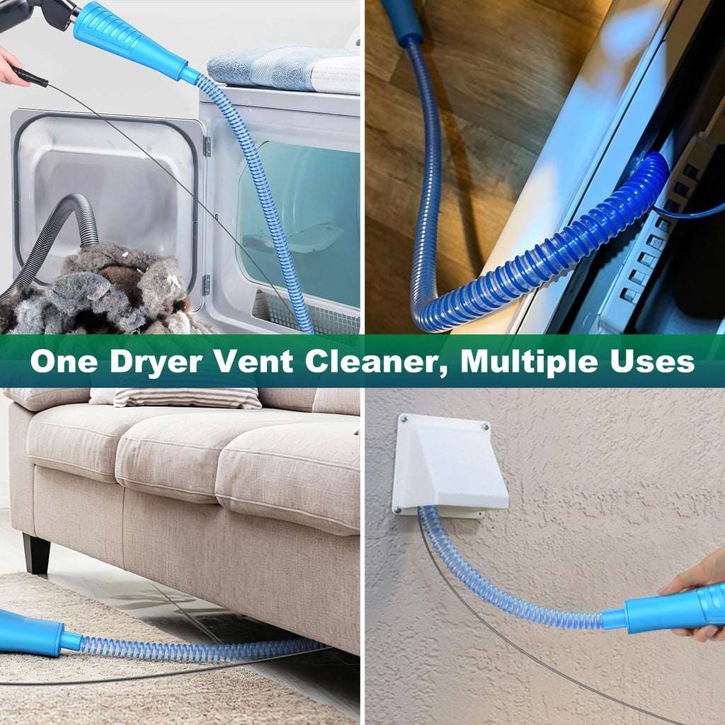 Sealegend 2 Pieces Dryer Vent Cleaner Kit Dryer Lint Vacuum Attachment, Dryer Vent Cleaning Lint Remover 2 Hoses Tools for Home Improvement