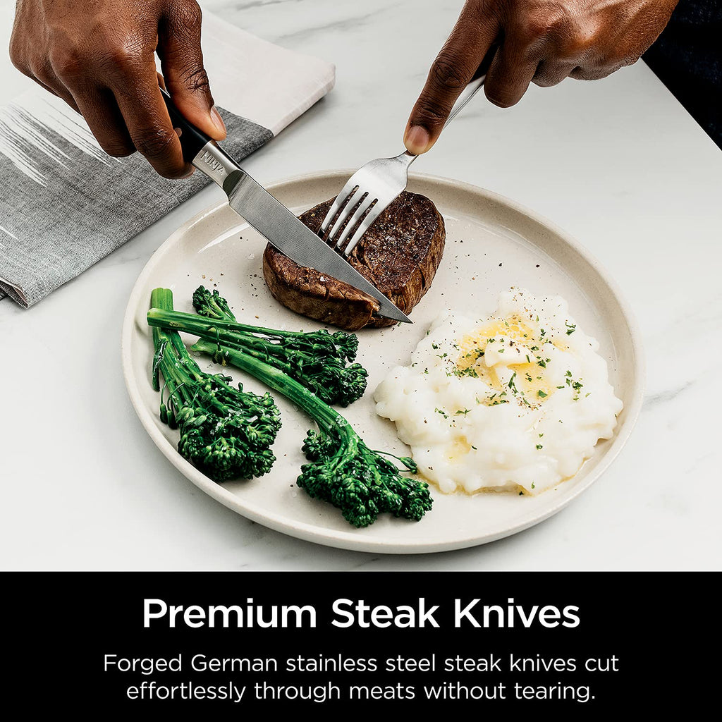 Ninja K32017 Foodi NeverDull Premium Knife System, 17 Piece Knife Block Set with Built-in Sharpener, German Stainless Steel Knives, Black