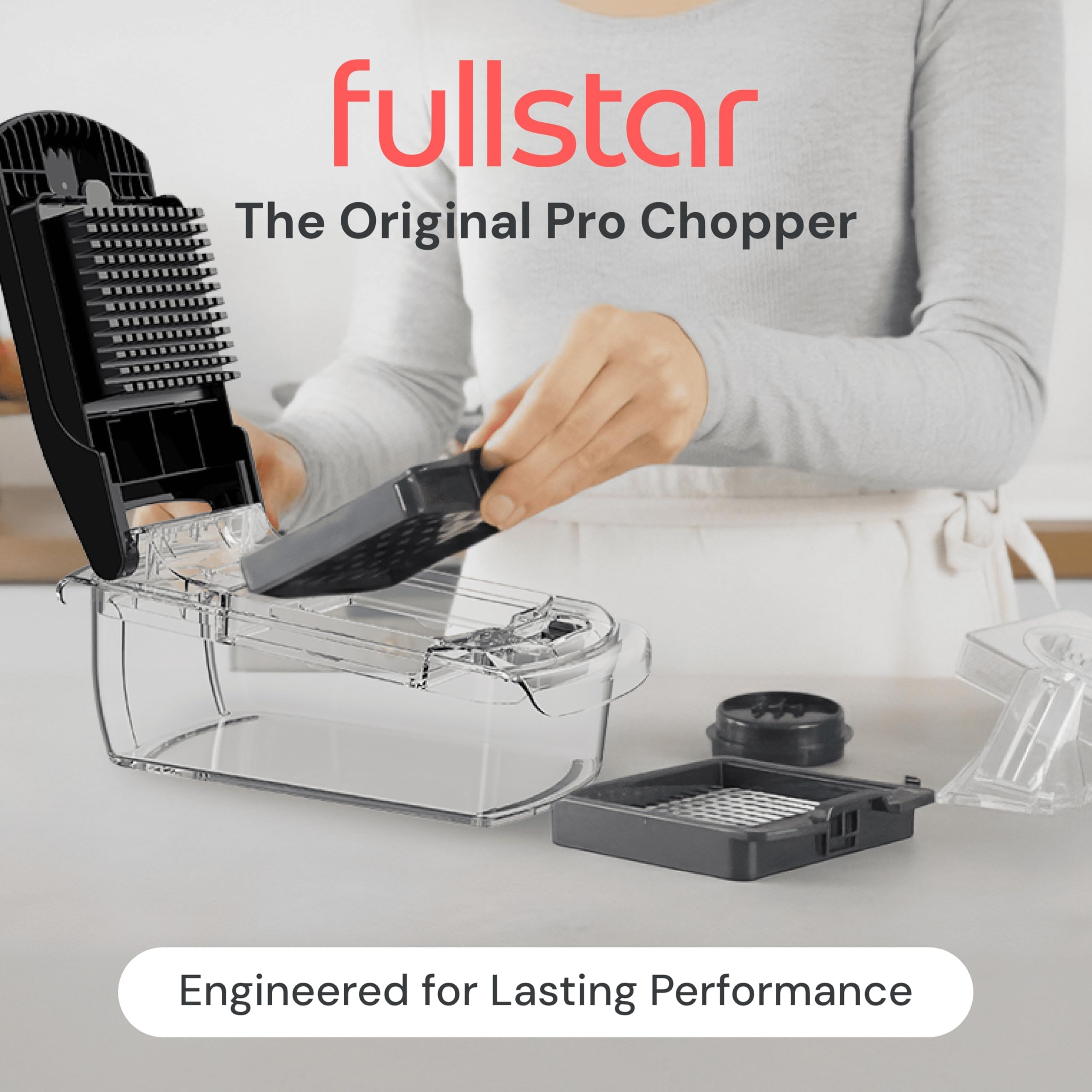 Fullstar The Original Pro Chopper - Vegetable Chopper and Spiralizer, Food Chopper with Container, Fruit Slicer, Kitchen Gadgets & Gifts, Home Essentials (4 in 1, White)