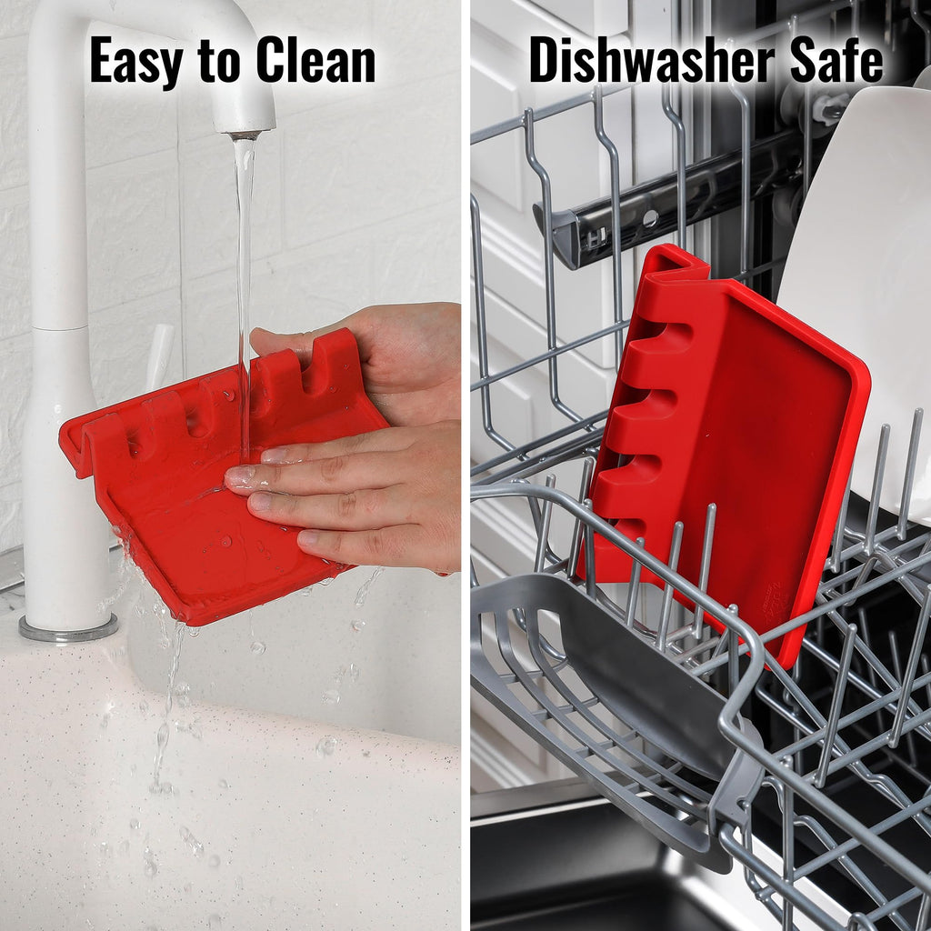 Zulay Kitchen Spoon Rest for Multiple Utensils High Heat-Resistant Silicone Drip Pad, BPA-Free Spoon Holder for Stove Top, Kitchen Gadget Holder for Ladles, Tongs, Cooking Spatula - Makes Great Gift