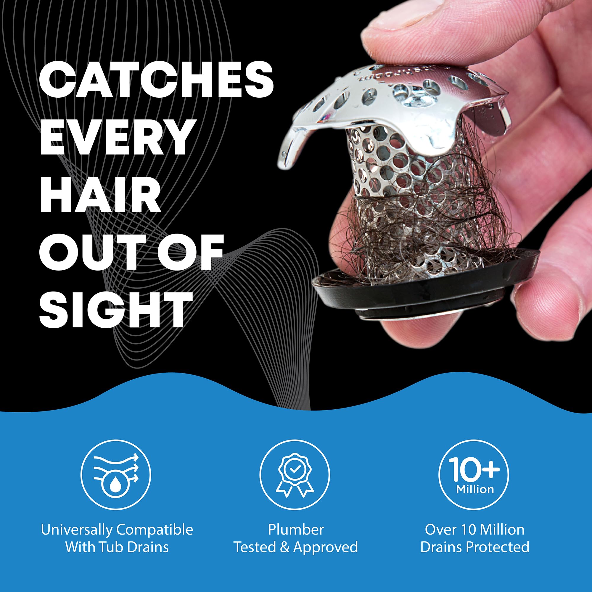 TubShroom Ultra Revolutionary Bath Tub Drain Protector Hair Catcher/Strainer/Snare, Stainless Steel, Stainless Combo