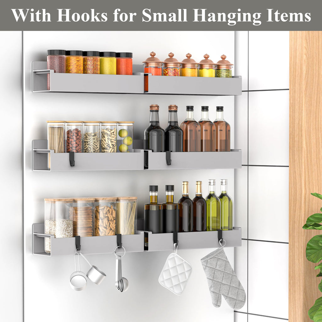 HuggieGems 4 Pack Magnetic Spice Rack Organizer for Refrigerator and Oven, Black Fridge Organizers and Storage for Kitchen