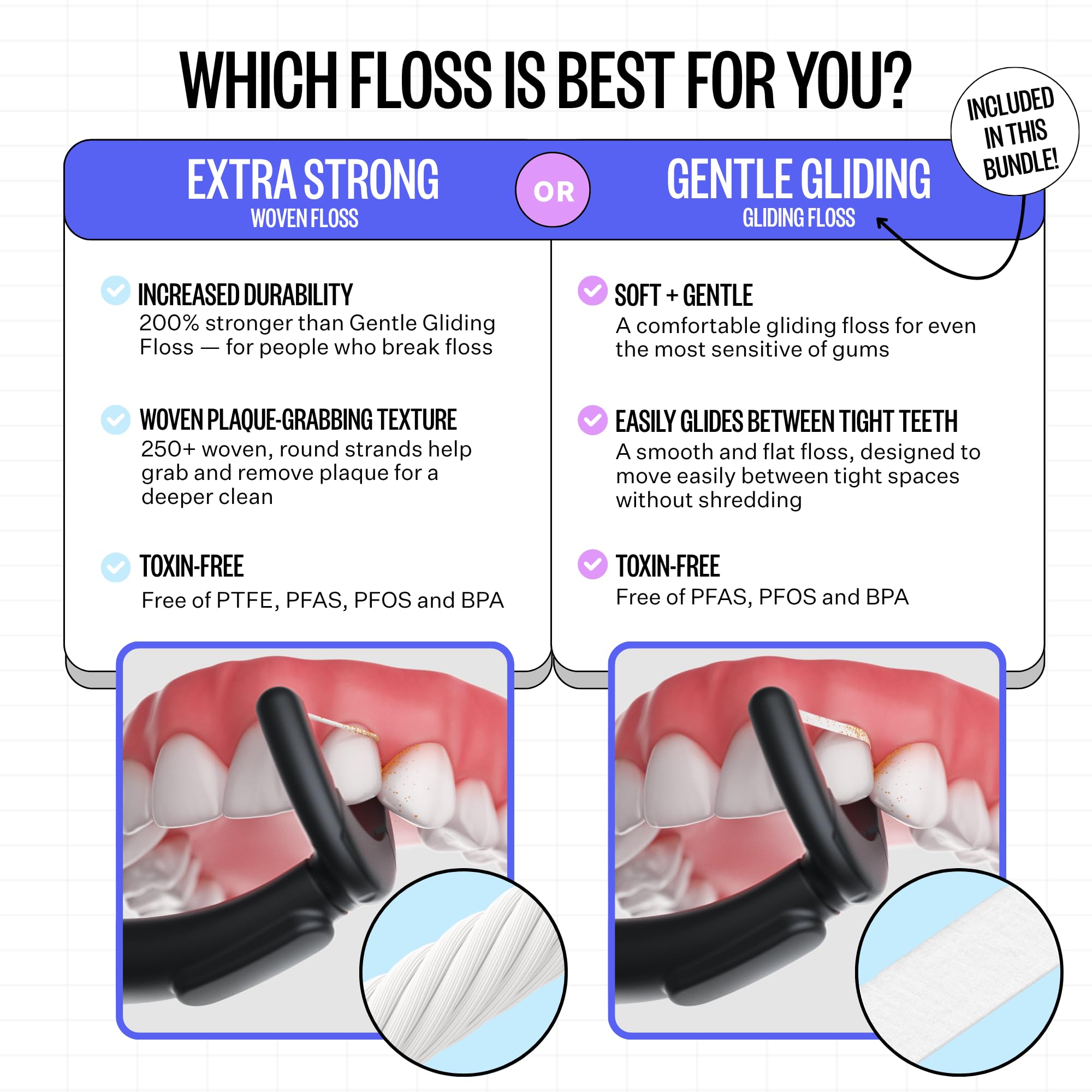 FLAUS Electric Flosser (Gentle Glide) - Shark Tank + Oprah's List - Water Floss Alternative - Dental Plaque Remover for Adults - Easy Vibration Power Flossing - Safe Portable Gum + Teeth Cleaning Tool