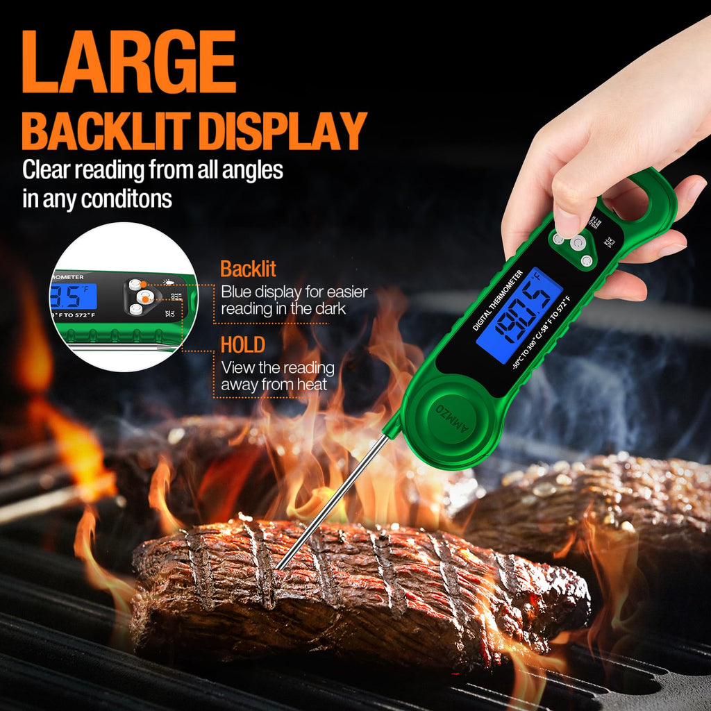 AMMZO Meat Thermometer Digital, Instant Read Food Thermometer for Cooking, Grilling, Baking, Frying & Candy Making, Essentials Kitchen Gadgets Accessory, Gifts for Men Women Dad Mom Birthday