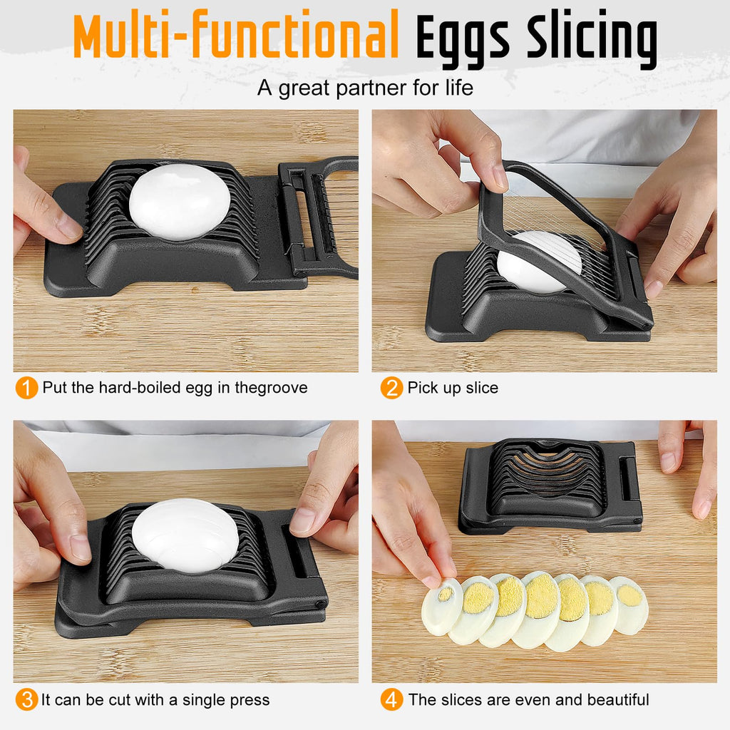 Egg Slicer for Hard Boiled Eggs, Stainless Steel Wire, Multipurpose Heavy Duty Aluminium Egg Cutter Dishwasher Safe for Egg, Salads & Sandwiches, Strawberries, Mushrooms & Soft Cheese, Fruit, Sliver