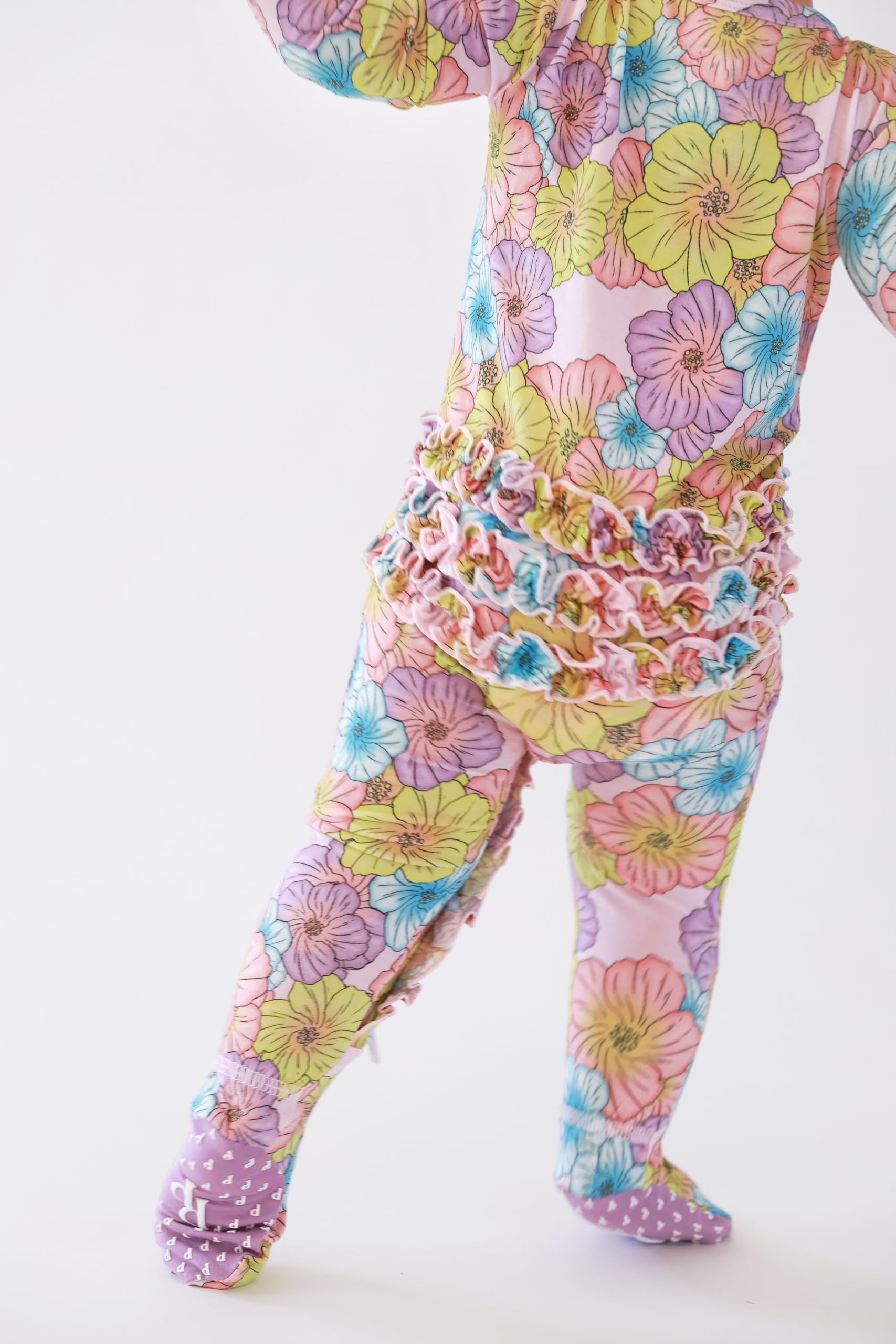 Posh Peanut Footie Pajamas for Baby Girls – Sleepers in Ultra-Soft Viscose from Bamboo with 2-Way Zipper & Ruffle Trim