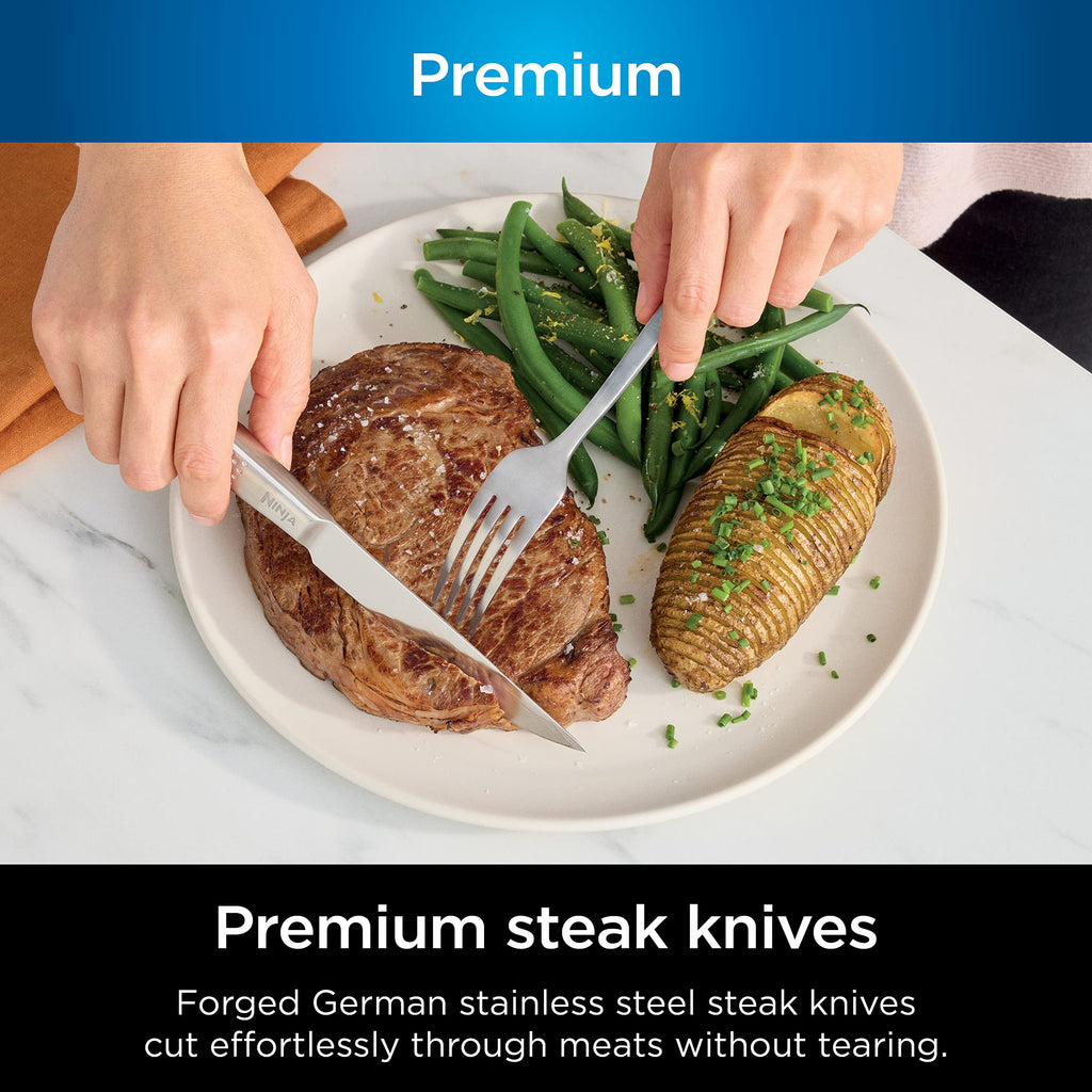 Ninja K32017 Foodi NeverDull Premium Knife System, 17 Piece Knife Block Set with Built-in Sharpener, German Stainless Steel Knives, Black