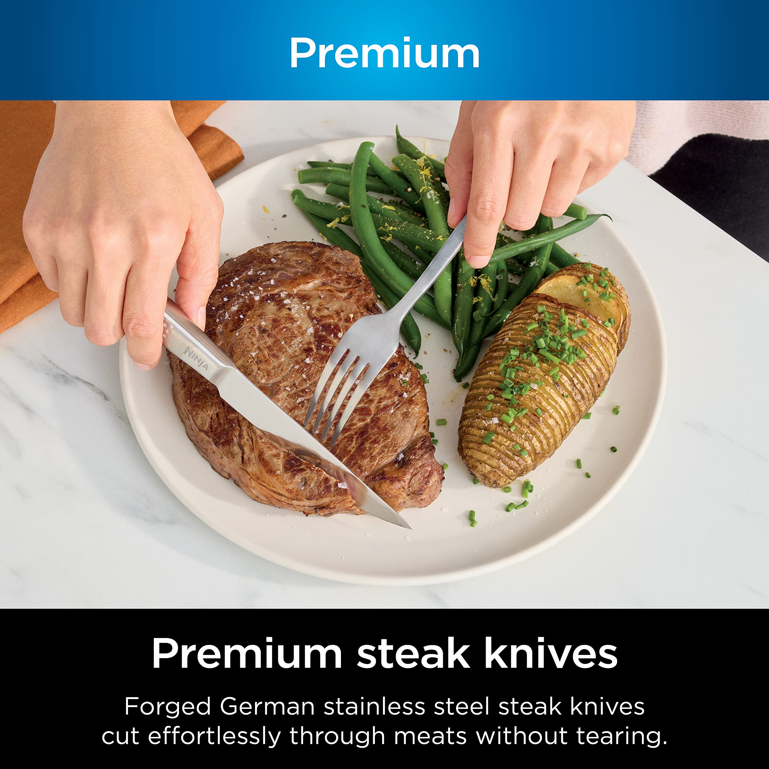 Ninja K32017 Foodi NeverDull Premium Knife System, 17 Piece Knife Block Set with Built-in Sharpener, German Stainless Steel Knives, Black