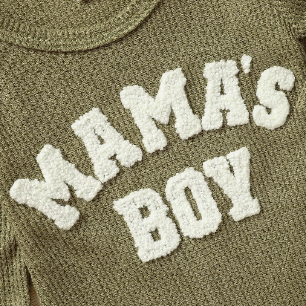GRNSHTS Newborn Baby Boy Romper Coming Home Outfits Letter Print Bodysuit Jumpsuit+Hat+Gloves 3PCS Clothes Set